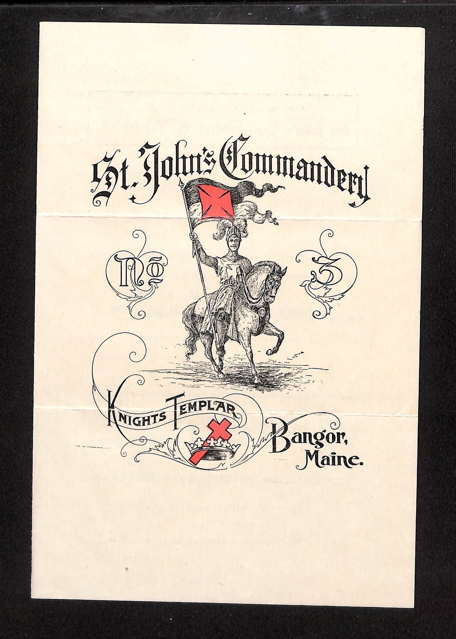 Knights Templar St. John's Commandery Program: Special Conclave & Organization, Bangor, 1900 (1 of 3)