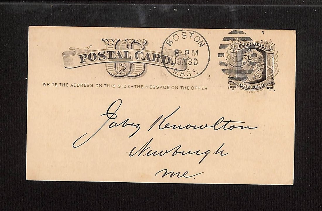 Boston Postal Card: Knight, Adams & Co. Removal Announcement to 14 Milk Street, 1879 (1 of 2)