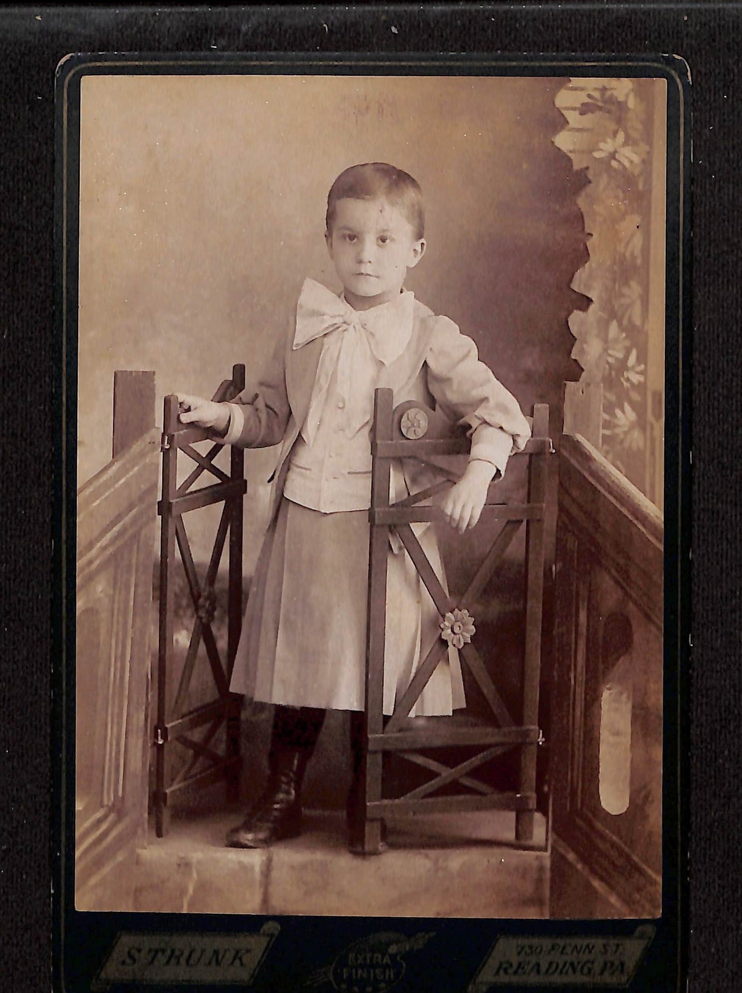 Cabinet Card Photograph of a Young Child by Strunk, Artistic Photographer, Reading, PA (1 of 2)