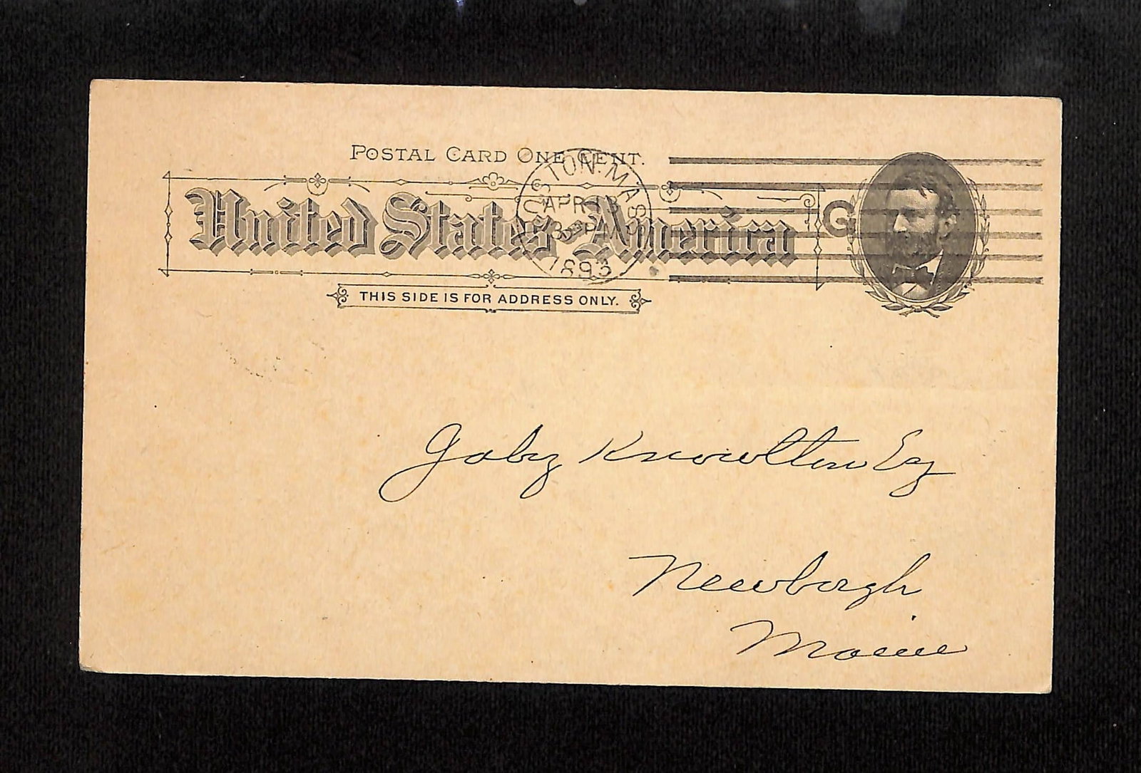 Postal Card: Hinckley Bros. & Co. Rope Price Quote for Jabez Knowlton, Boston, Apr. 12, 1893 (1 of 2)