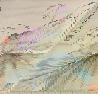 Chinese ink painting, Zhang Daqian landscape vertical scroll: Chinese ink painting, Zhang Daqian landscape vertical scrollH30cm W30cm