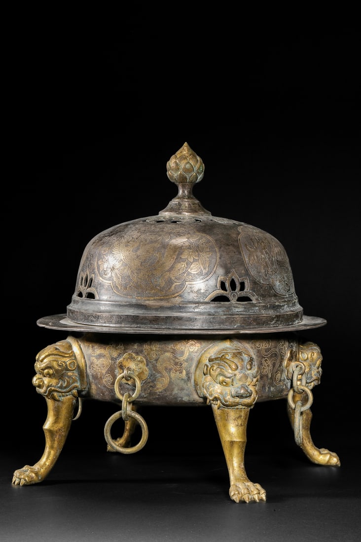 Gilt copper aromatherapy stove before Ming Dynasty - 3