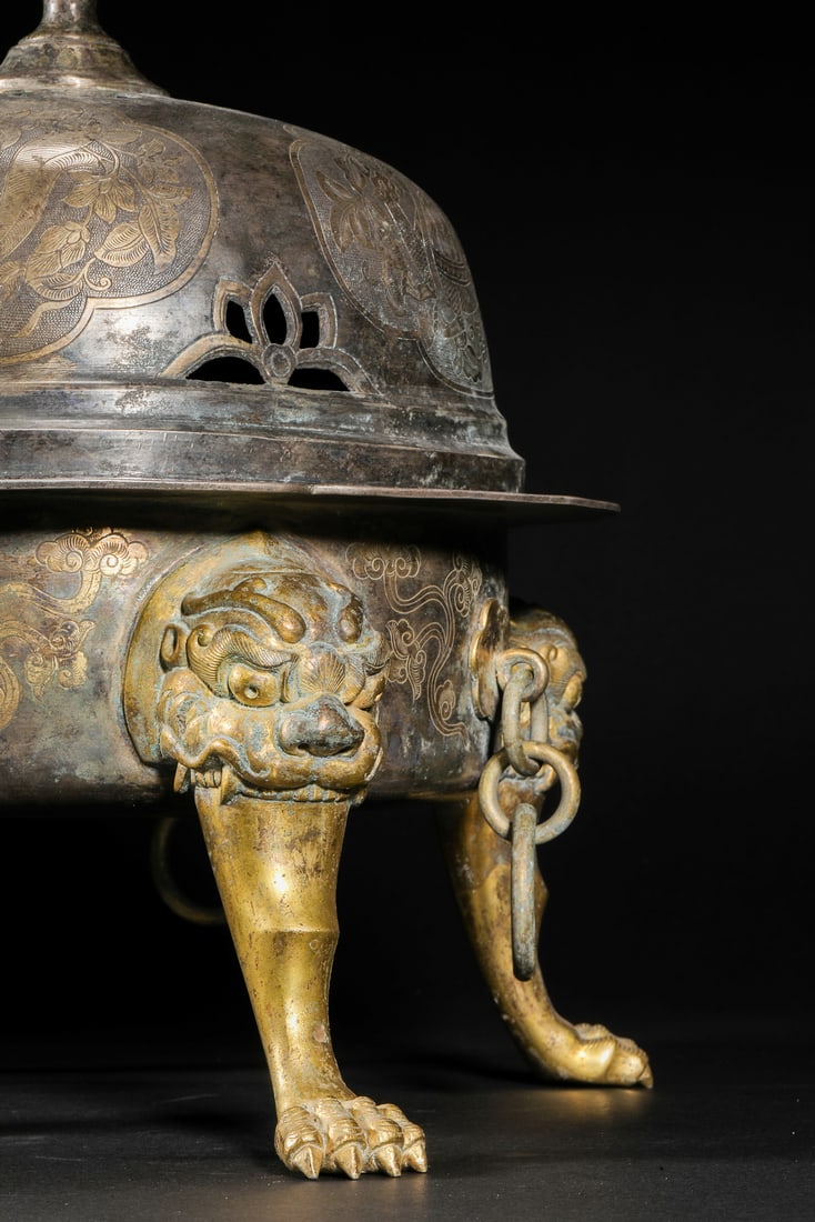 Gilt copper aromatherapy stove before Ming Dynasty - 4