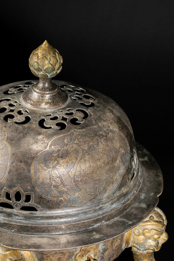 Gilt copper aromatherapy stove before Ming Dynasty - 8