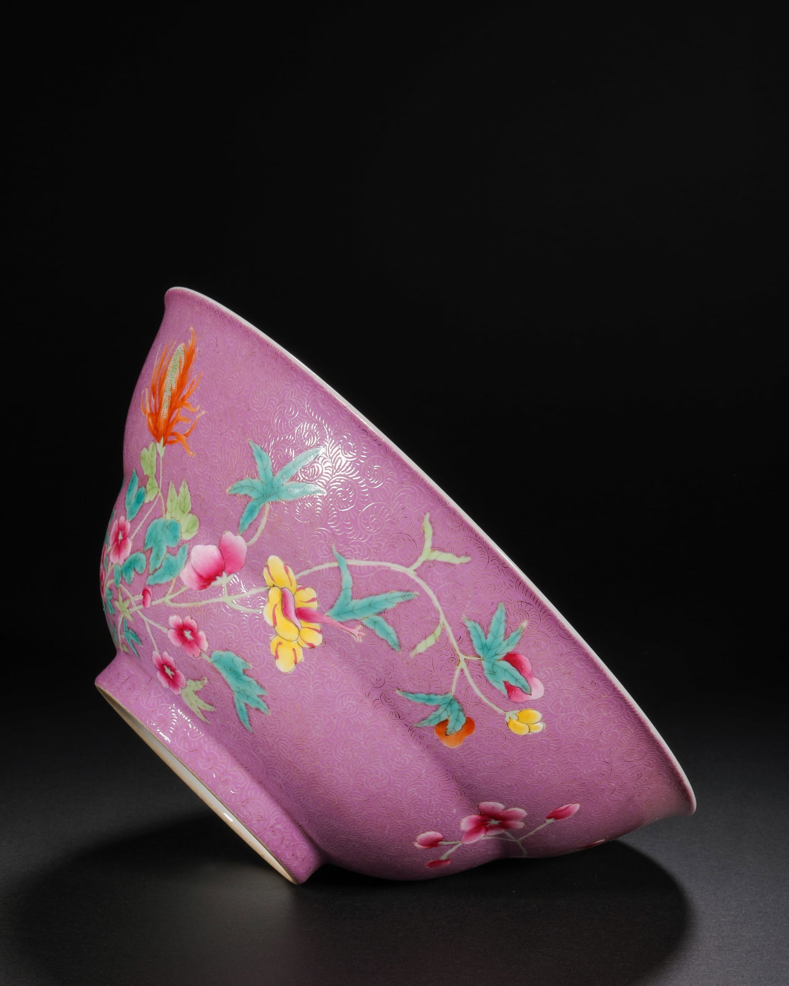 Qing Dynasty pastel bow with floral pattern - 9