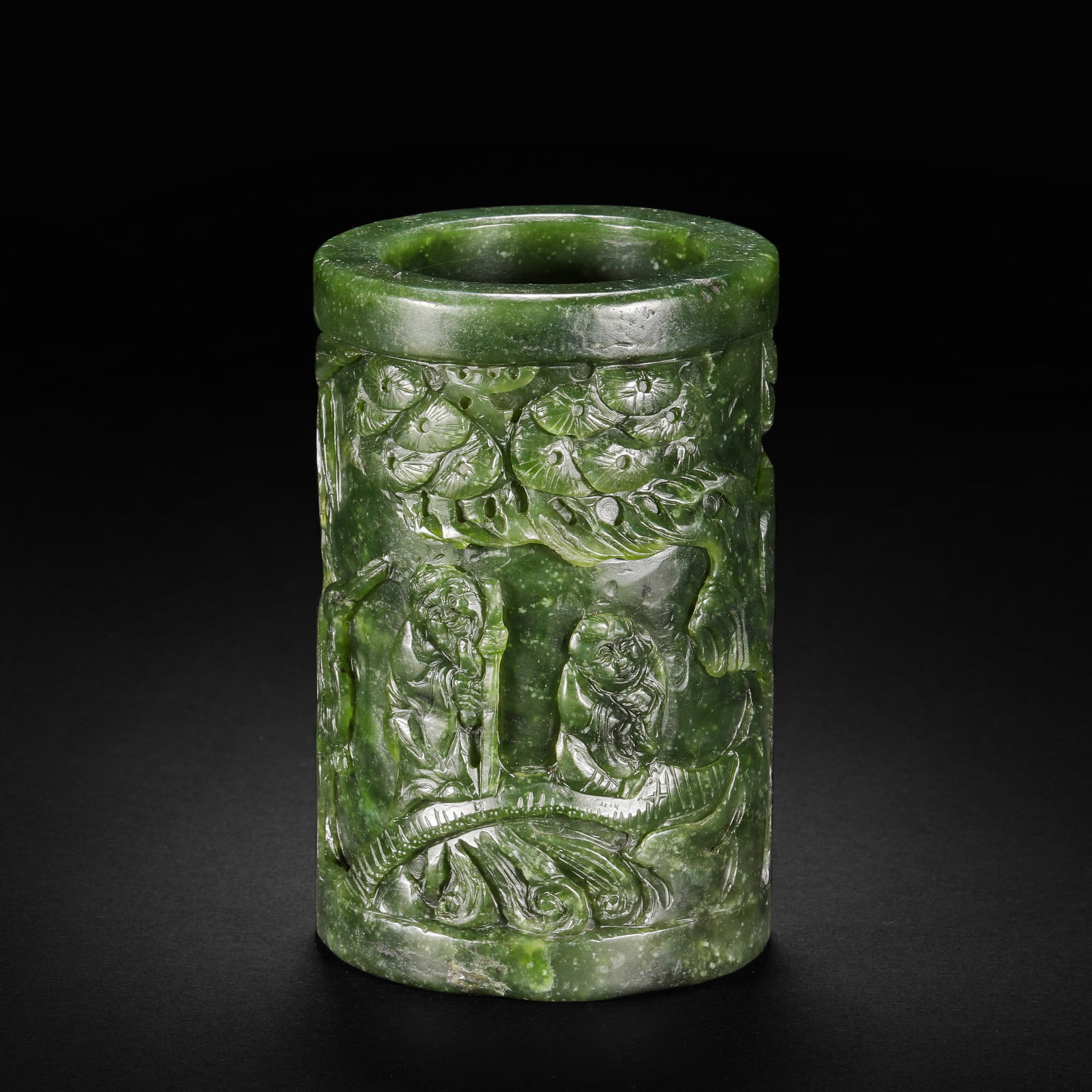 Qing Dynasty jasper pen holder: Qing Dynasty jasper pen holderH8.8cm W5.7cm Weight349g