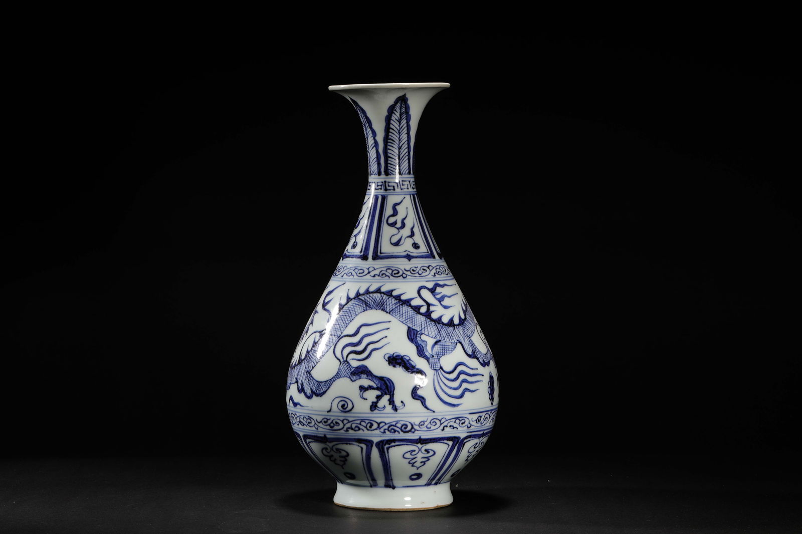 Ming Dynasty blue and white dragon pattern jade pot spring - 2