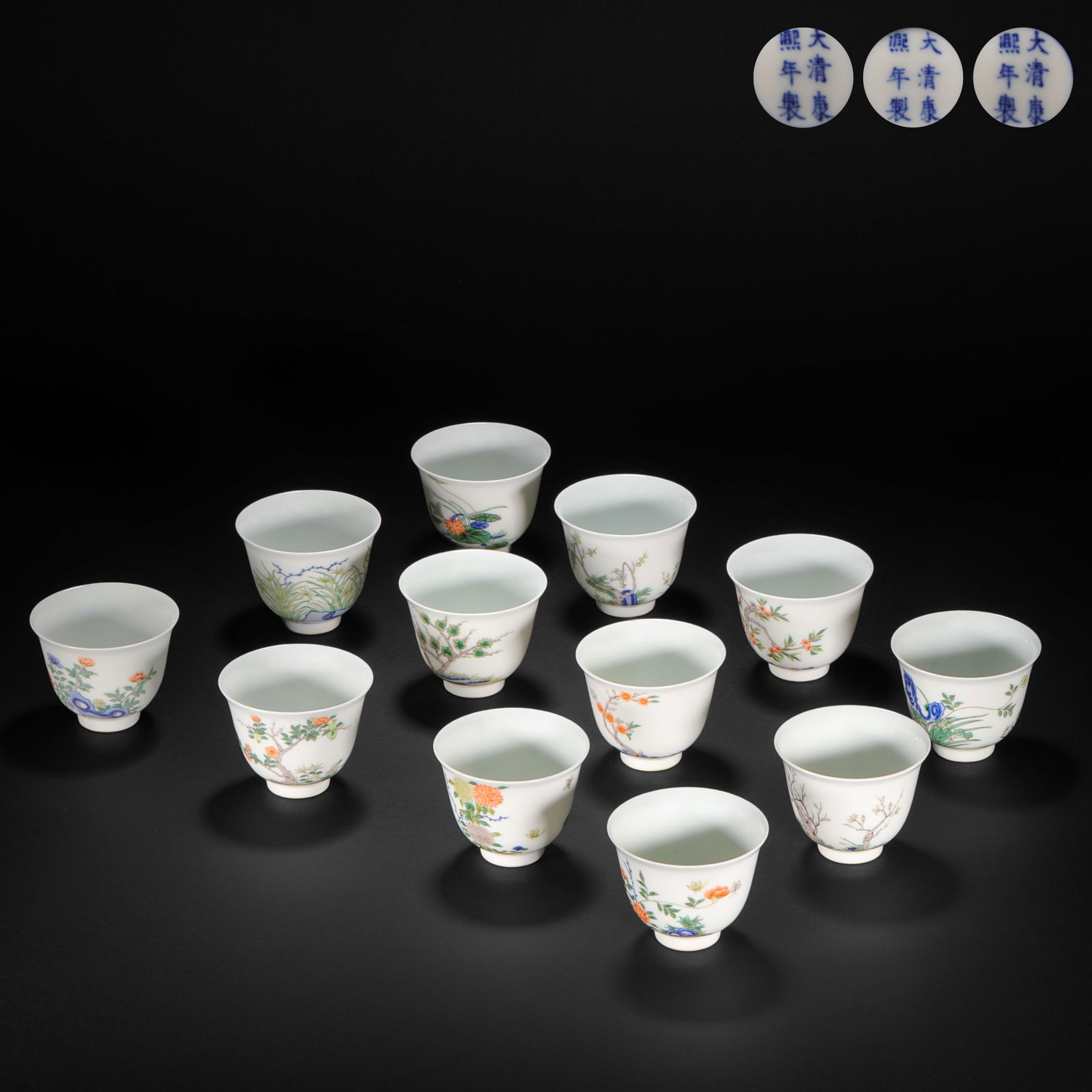 Qing Dynasty Pastel Twelve Flower God Cup: Qing Dynasty Pastel Twelve Flower God CupH5cm W6.5cm