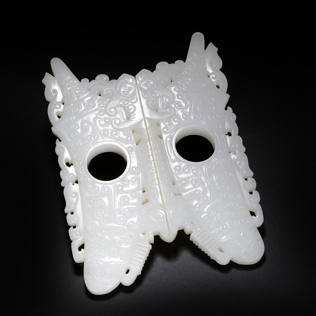 Qing Dynasty Hetian jade double jade: Qing Dynasty Hetian jade double jadeH12.4cm W9cm Weight144g