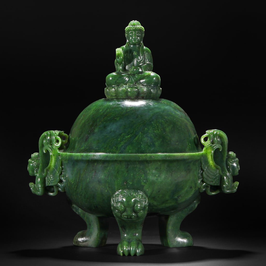 Ming Dynasty jasper custard apple stove-top incense burner: Ming Dynasty jasper custard apple stove-top incense burnerH36cm W30cm