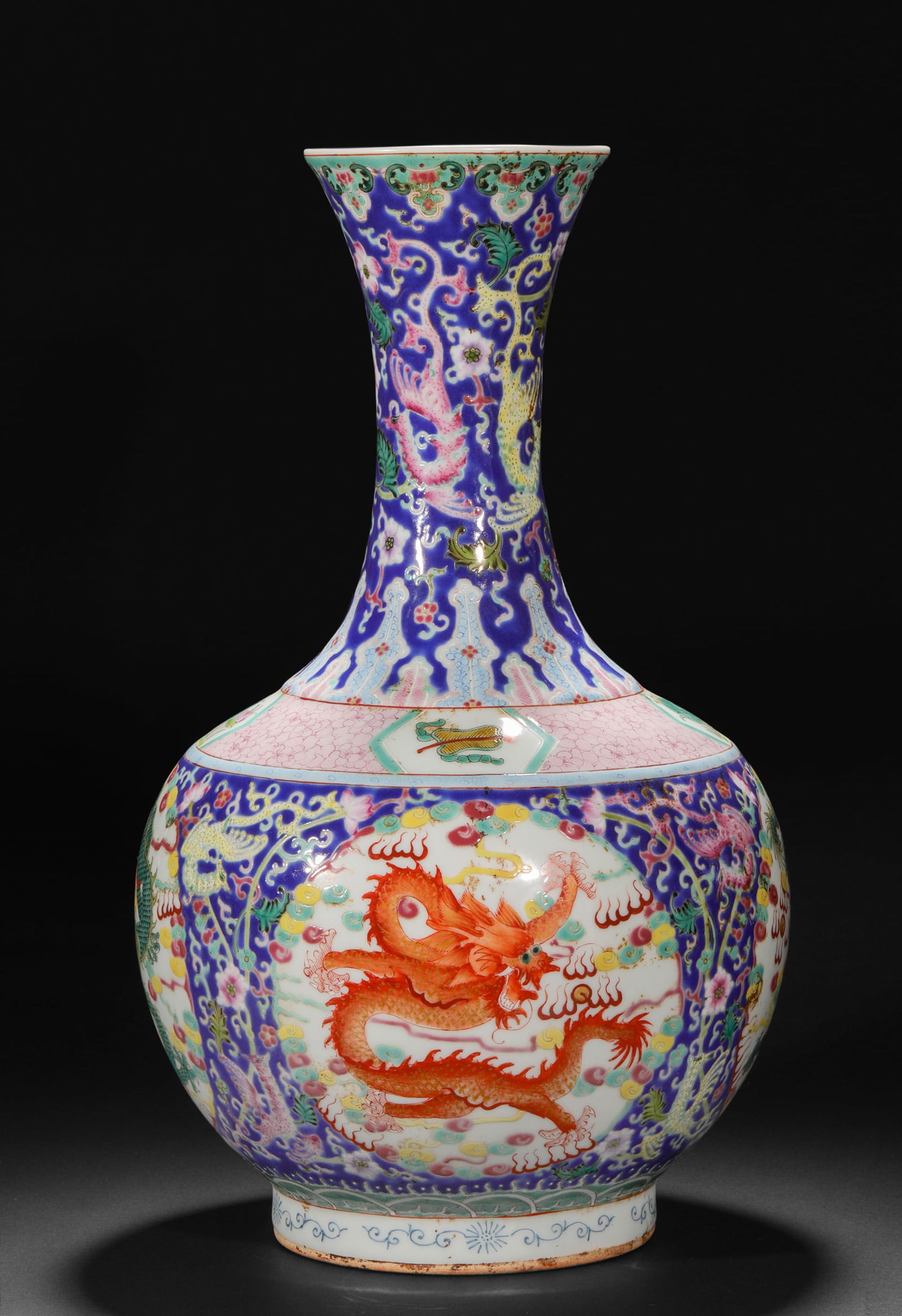 Qing Dynasty pastel window vase with dragon pattern - 2