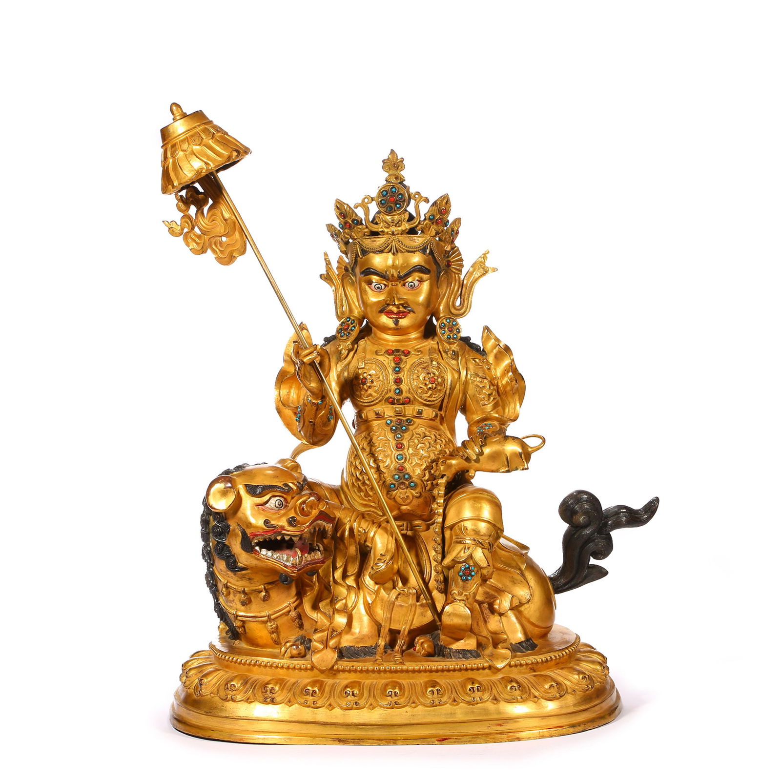 Qing Dynasty gilt bronze statue of the Heavenly King: Qing Dynasty gilt bronze statue of the Heavenly KingH65cm W53cm