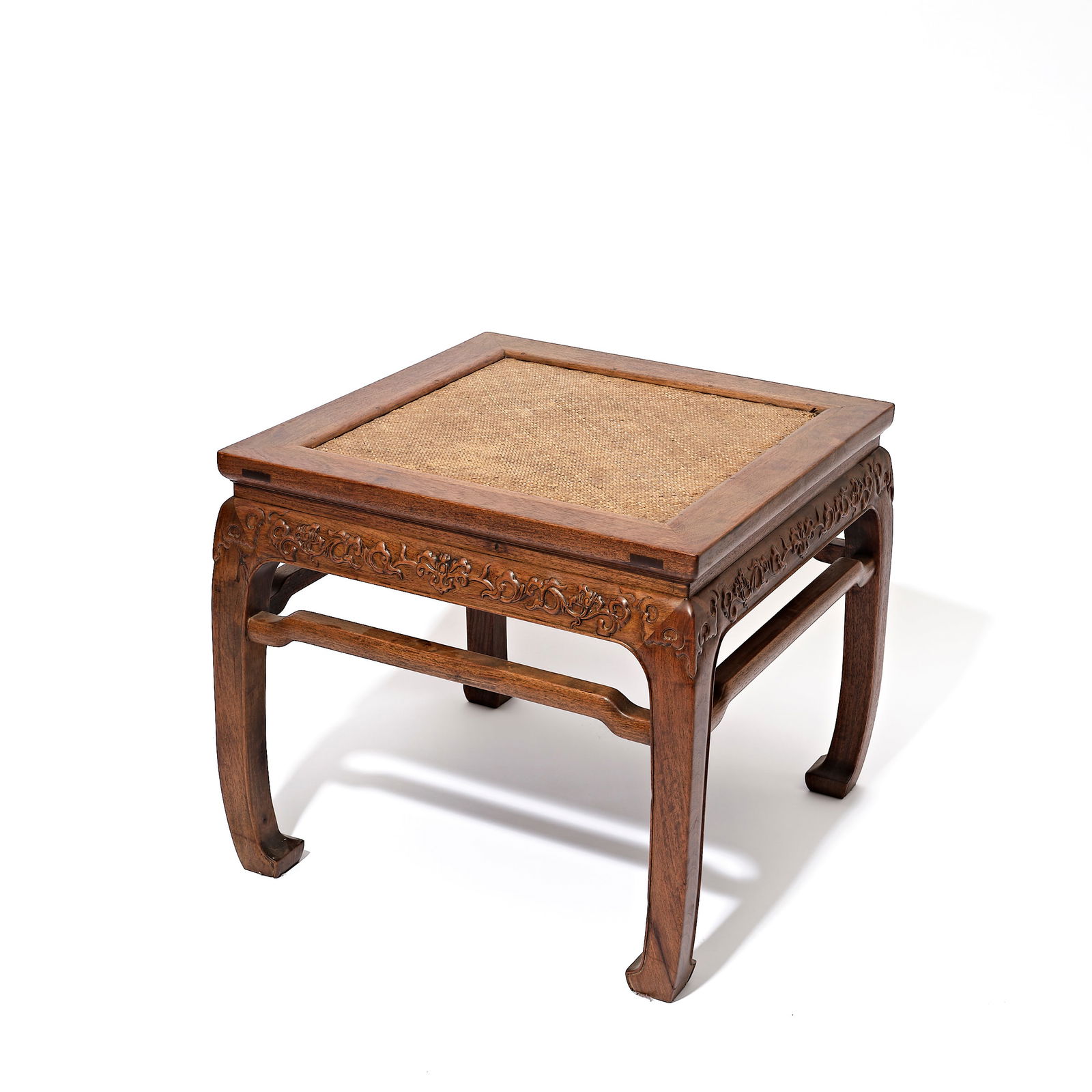 Qing Dynasty huanghuali seat and square stool: Qing Dynasty huanghuali seat and square stoolH51cm W56cm