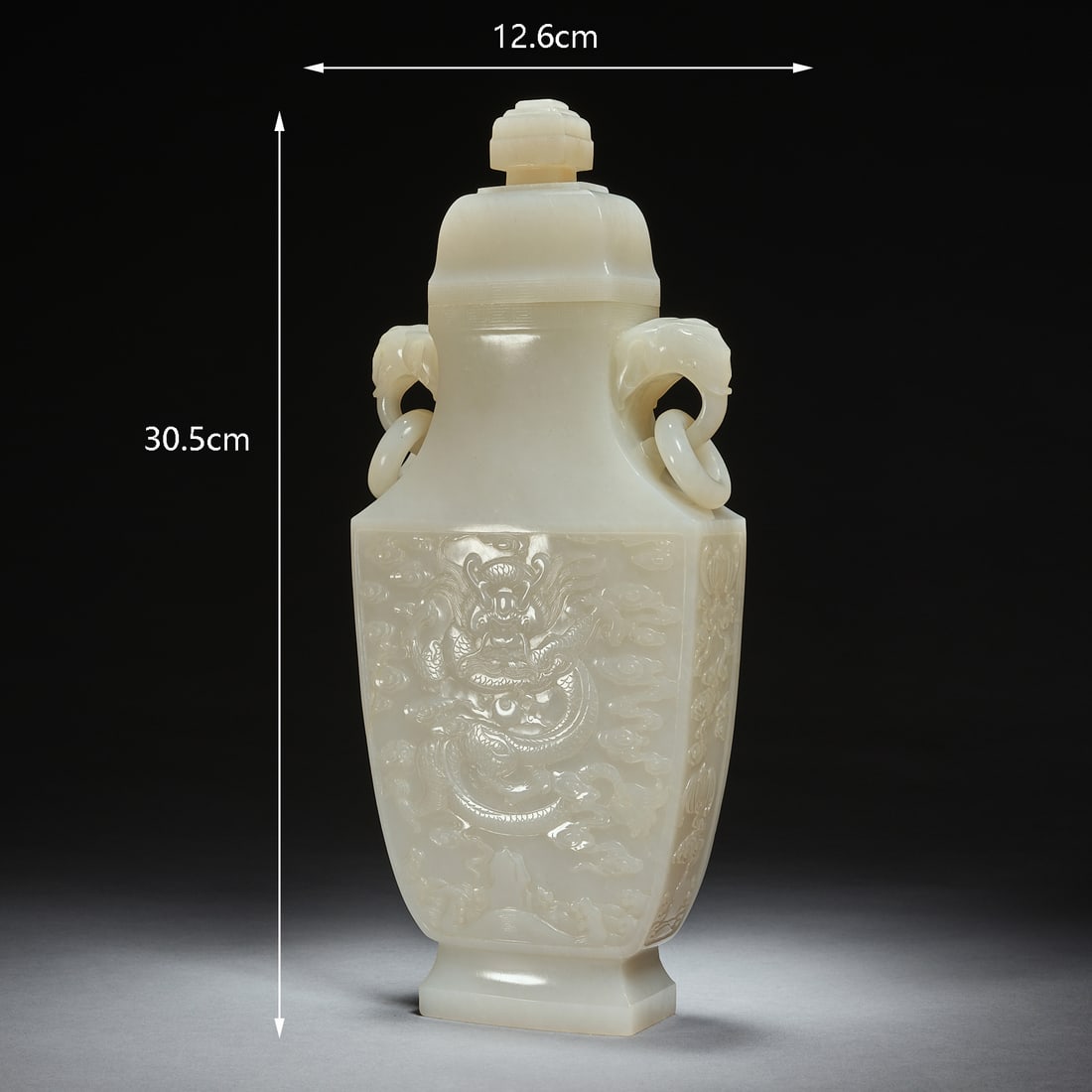 Qing Dynasty Hetian jade dragon pattern live-ear bottle - 4