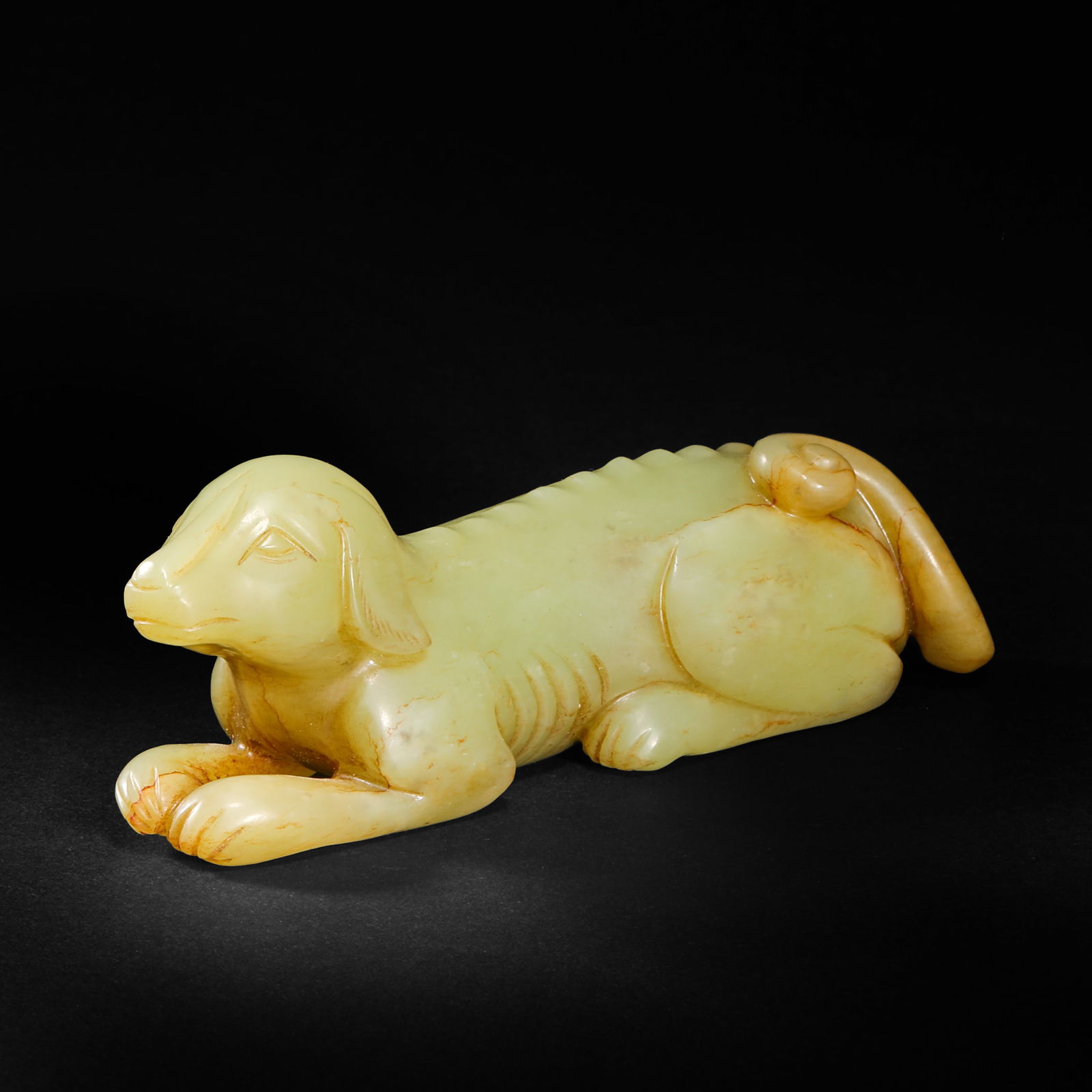 Qing Dynasty Hotan Jade Dog: Qing Dynasty Hotan Jade DogH4.5cm W12cm Weight234g