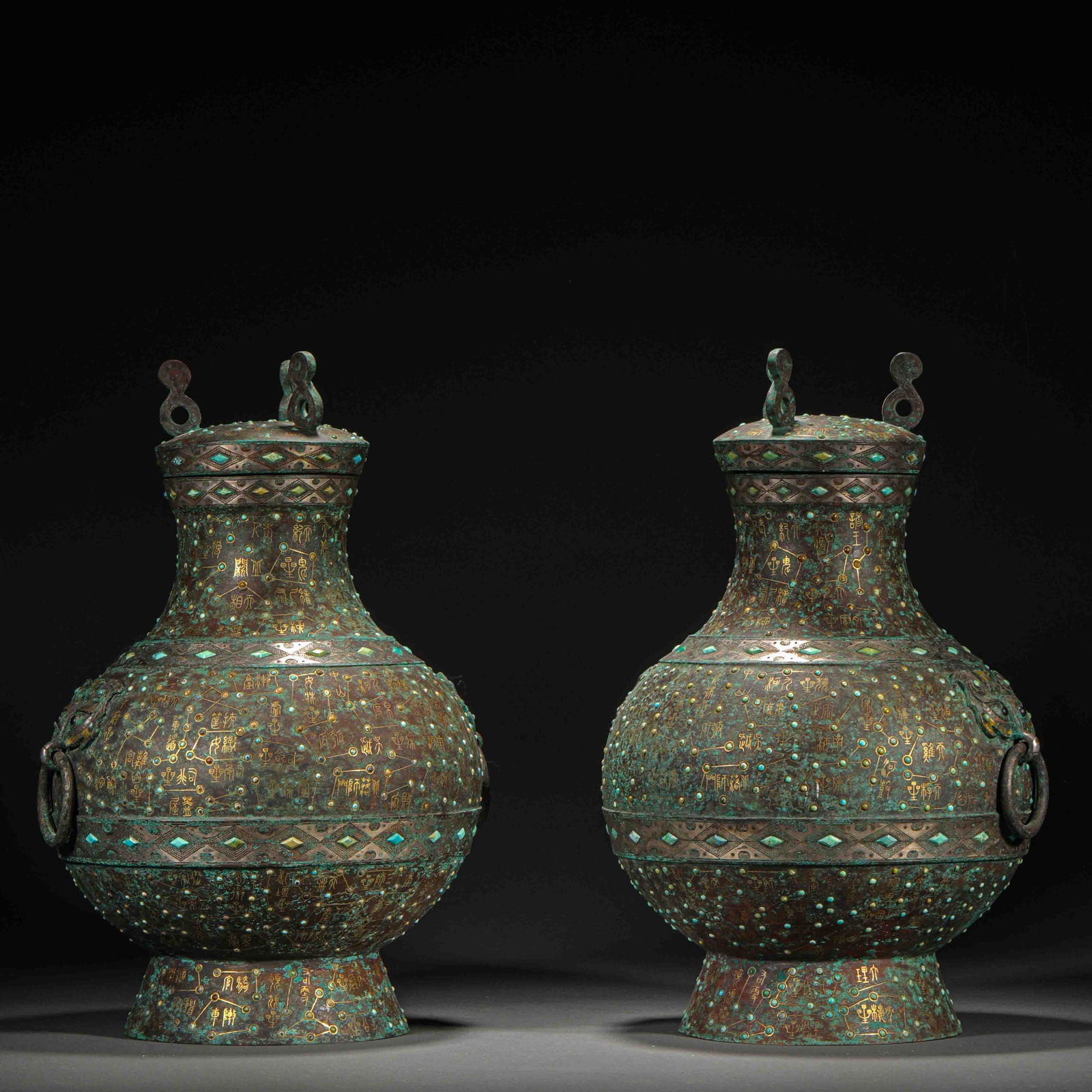 Han Dynasty gold and silver acupuncture tripod: Han Dynasty gold and silver acupuncture tripodH35cm W26cm