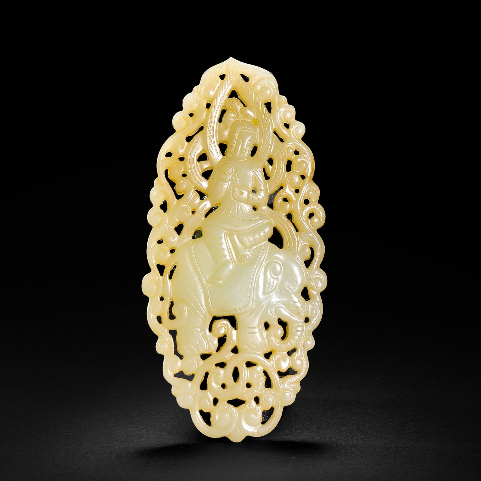 Ming Dynasty Hotan jade carving of Samantabhadra Bodhisattva: Ming Dynasty Hotan jade carving of Samantabhadra BodhisattvaH10cm W4.7cm Weight71g