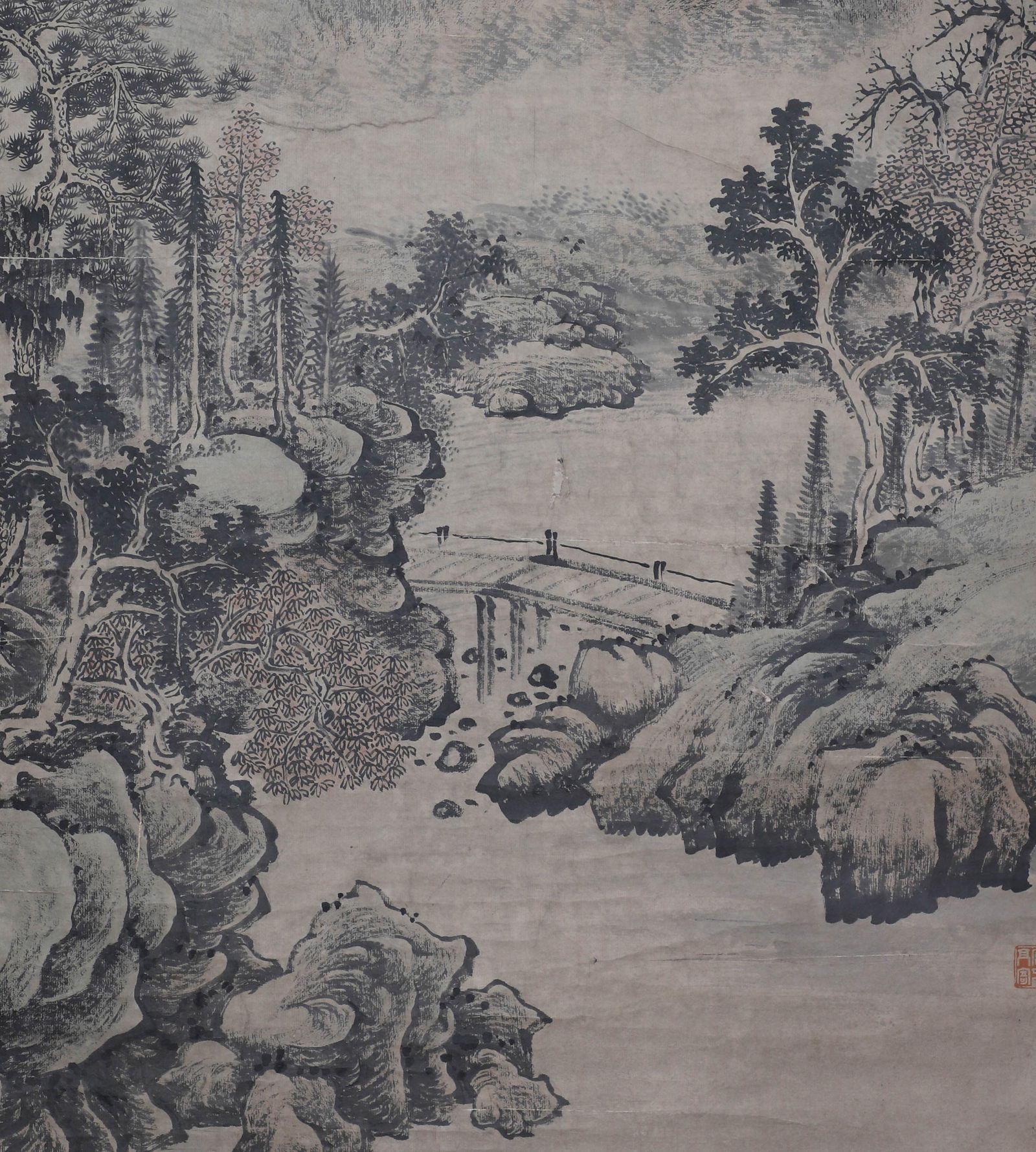 Qing Dynasty, paper landscape scroll signed (Wang Hui) - 5