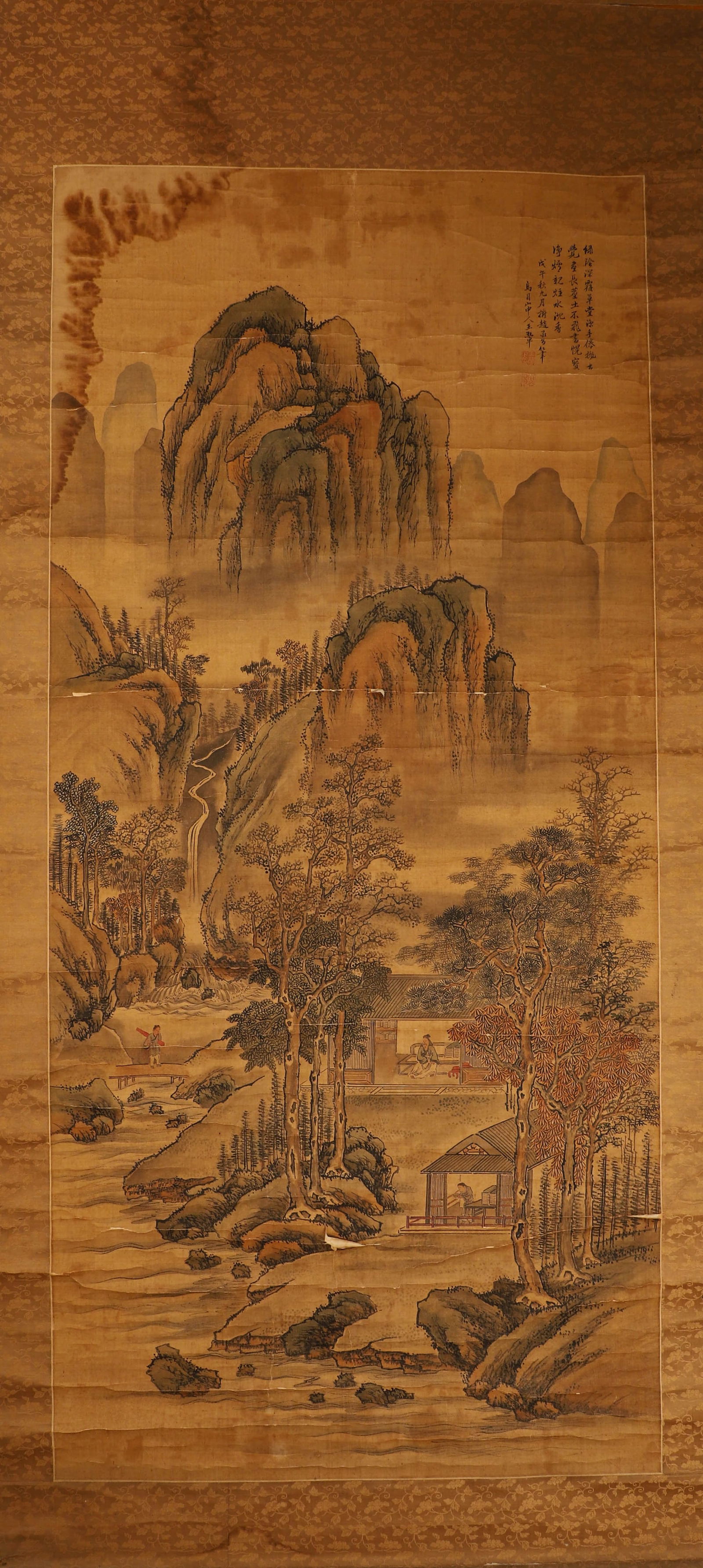 Qing Dynasty, silk landscape scroll signed (Wang Hui) - 11