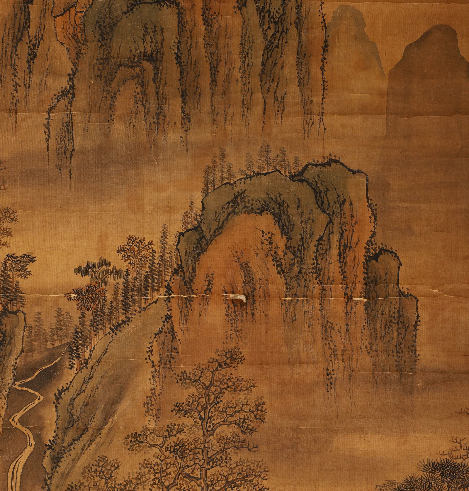Qing Dynasty, silk landscape scroll signed (Wang Hui) - 5