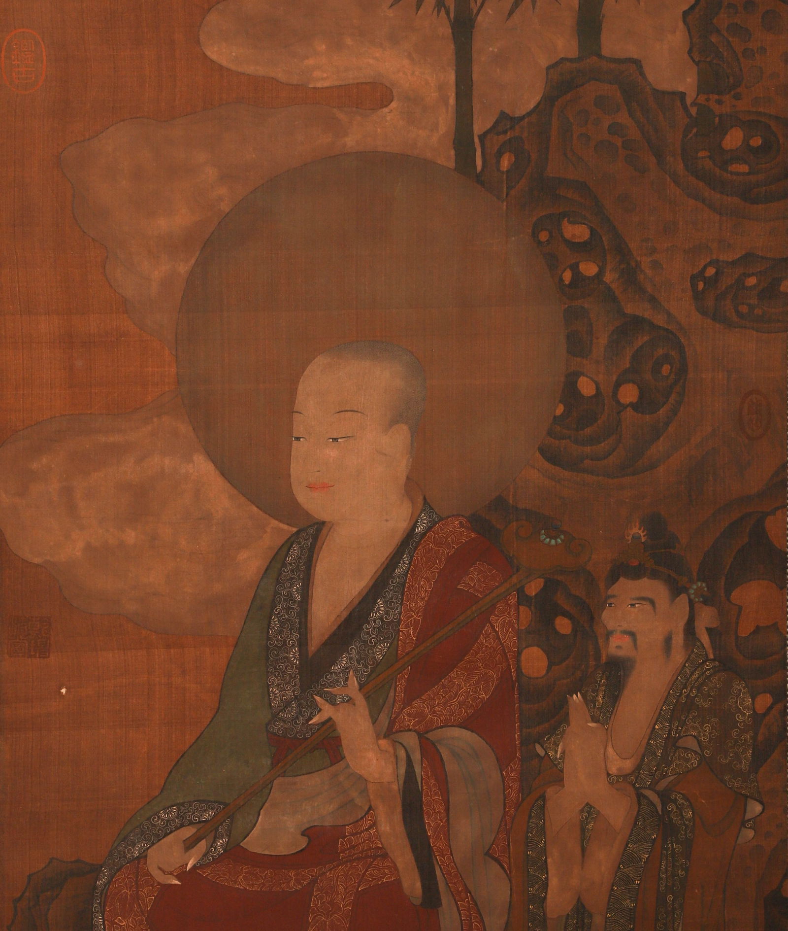 Ancient Chinese, silk Buddhist statue hanging scroll (Anonymous) - 2