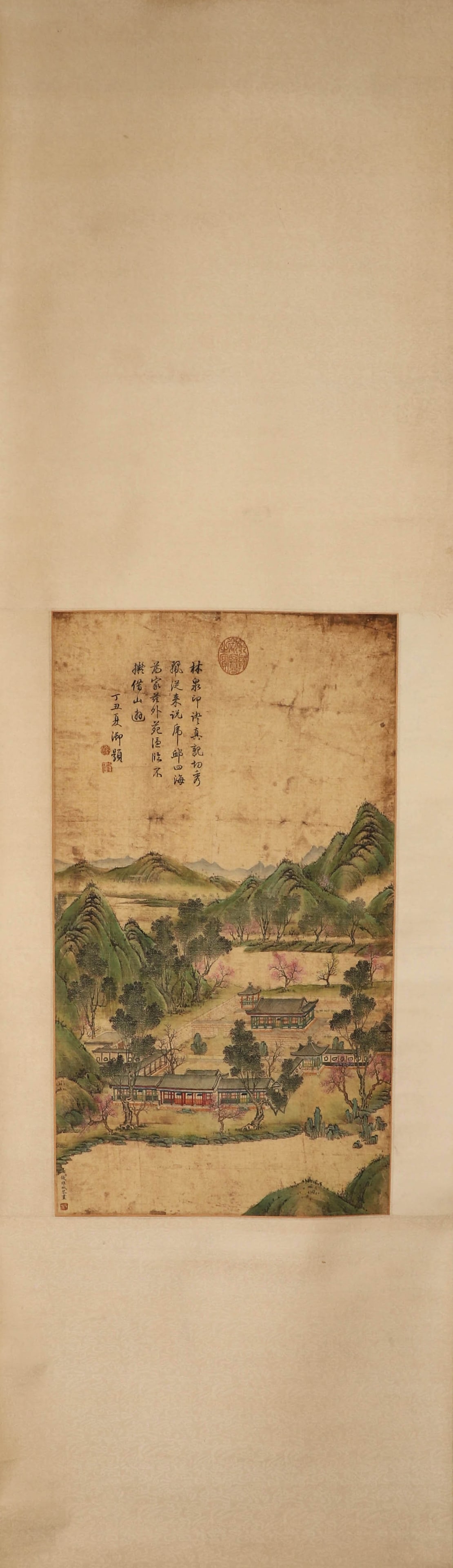 Qing Dynasty, silk landscape painting vertical scroll signed (Qian Weicheng): Qing Dynasty, silk landscape painting vertical scroll signed (Qian Weicheng)Height: 71cm, width: 40cm