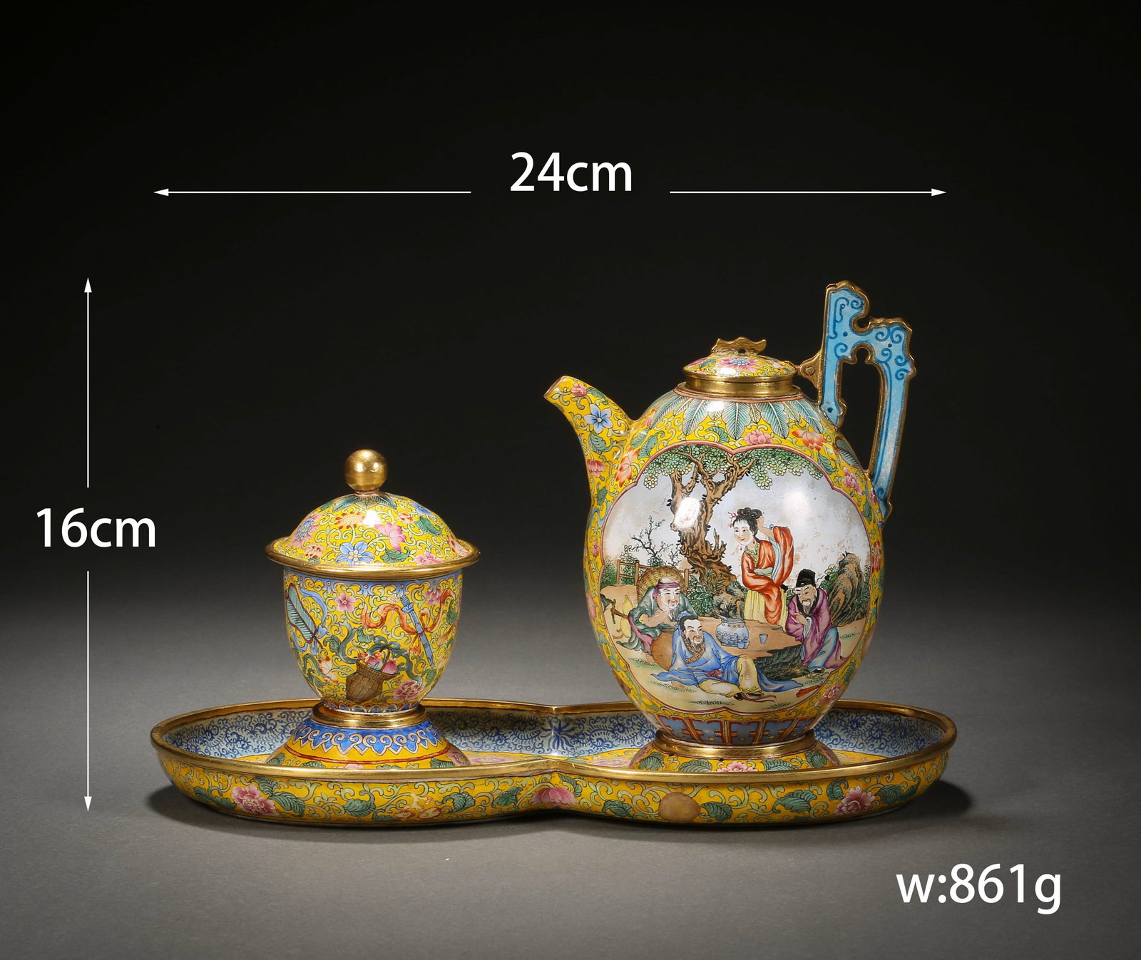 Qing Dynasty painted enamel wine set - 2