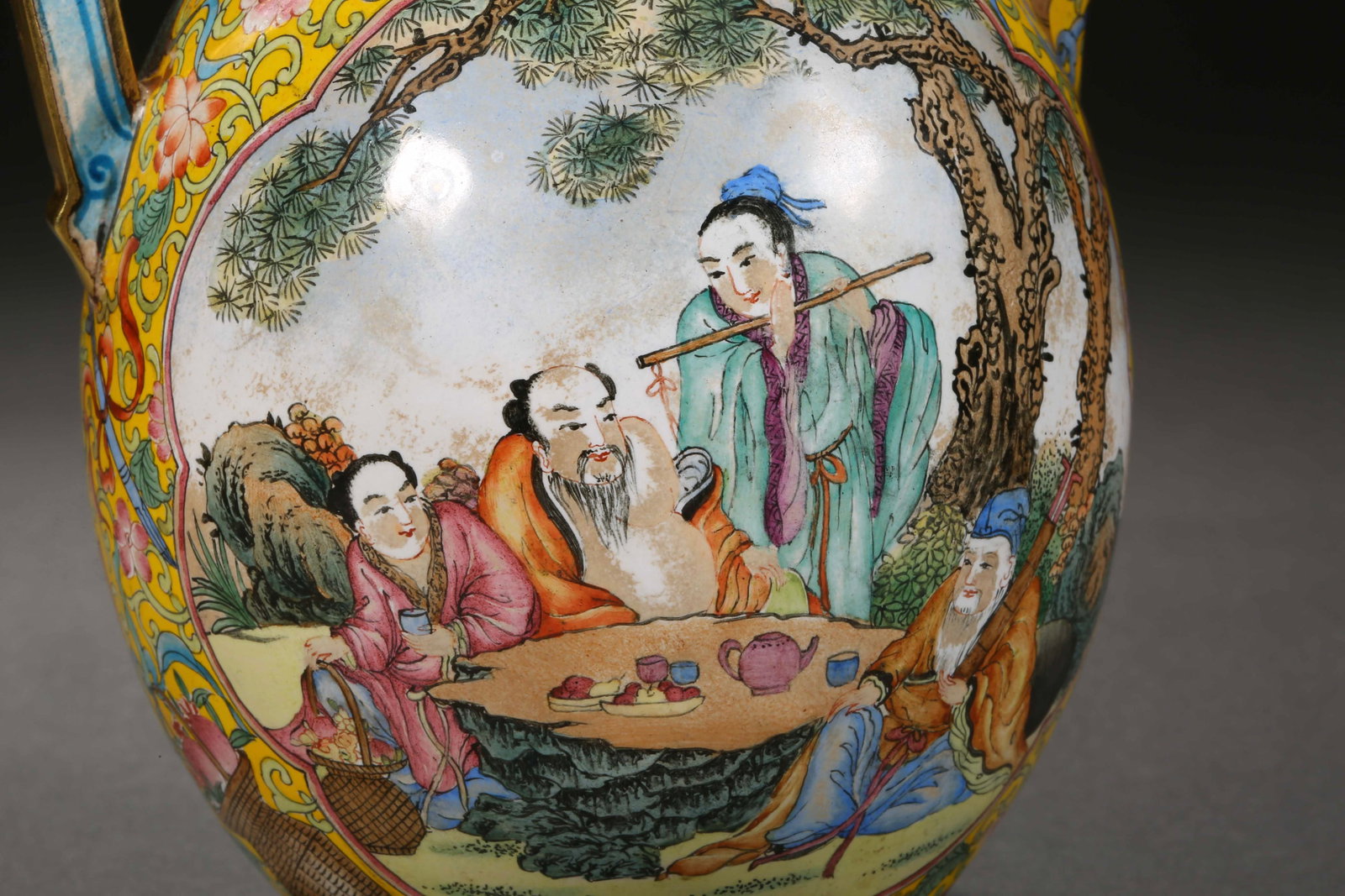 Qing Dynasty painted enamel wine set - 8