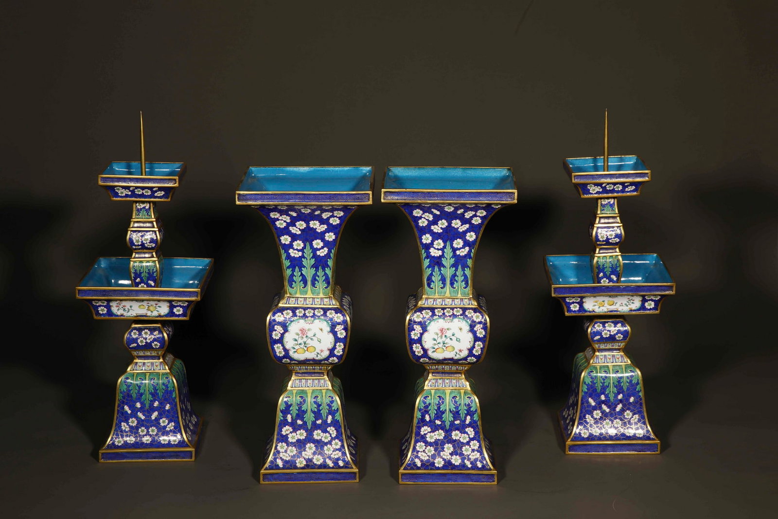 Qing Dynasty Painted Enamel Five Offerings - 14