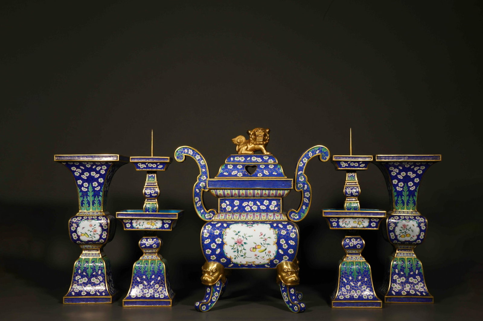 Qing Dynasty Painted Enamel Five Offerings - 3
