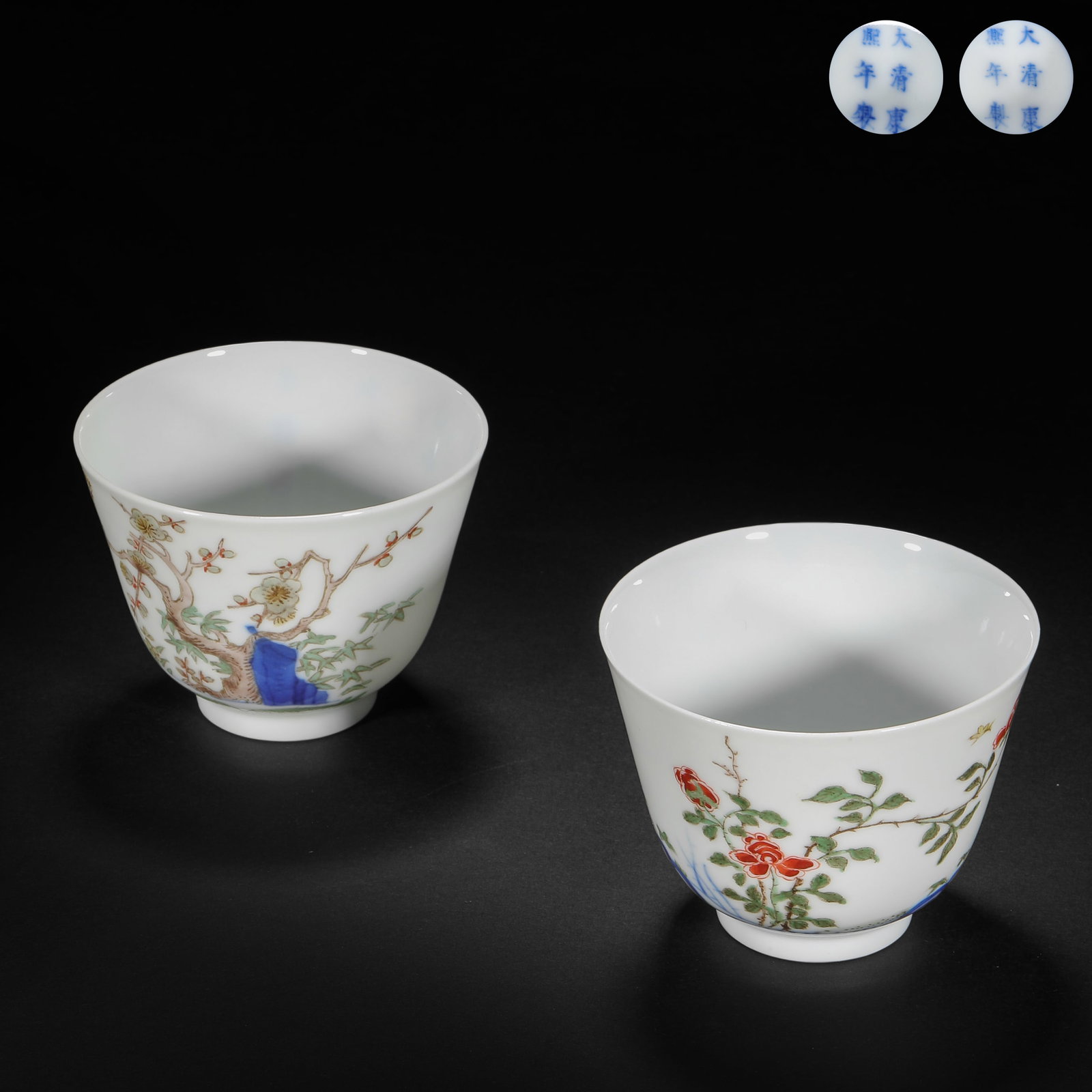 Qing Dynasty pastel floral pattern tea bowl: Qing Dynasty pastel floral pattern tea bowlH5cm W6.5cm