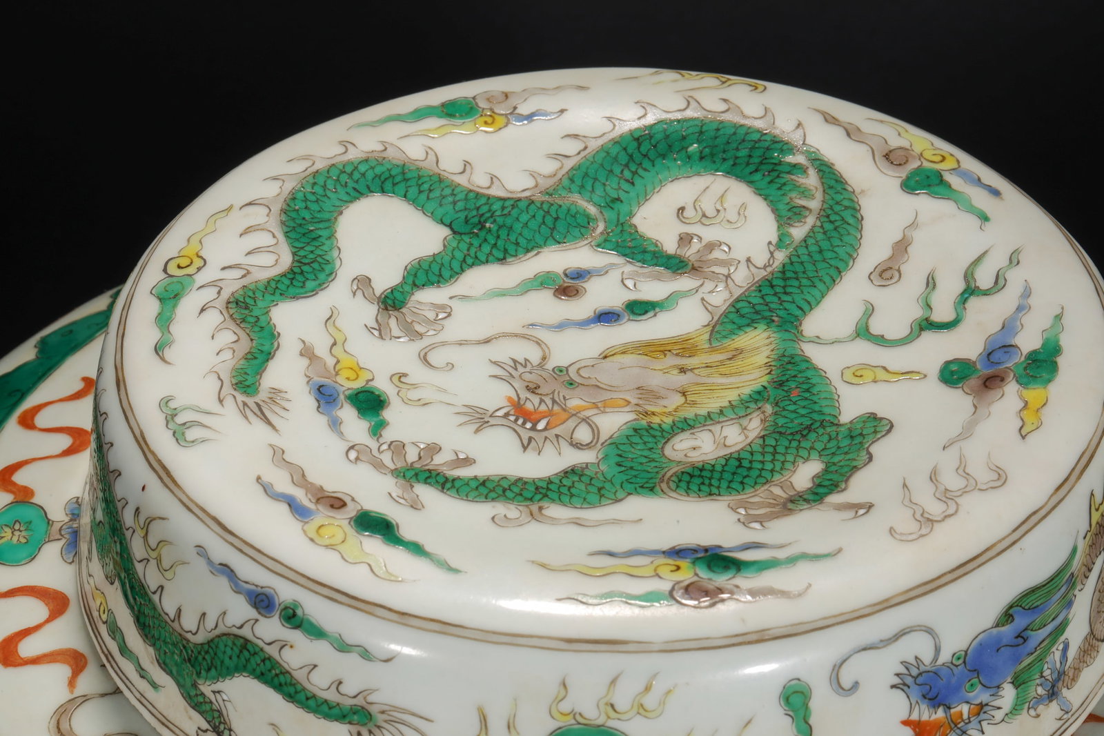 Qing Dynasty pastel dragon pattern covered jar - 2