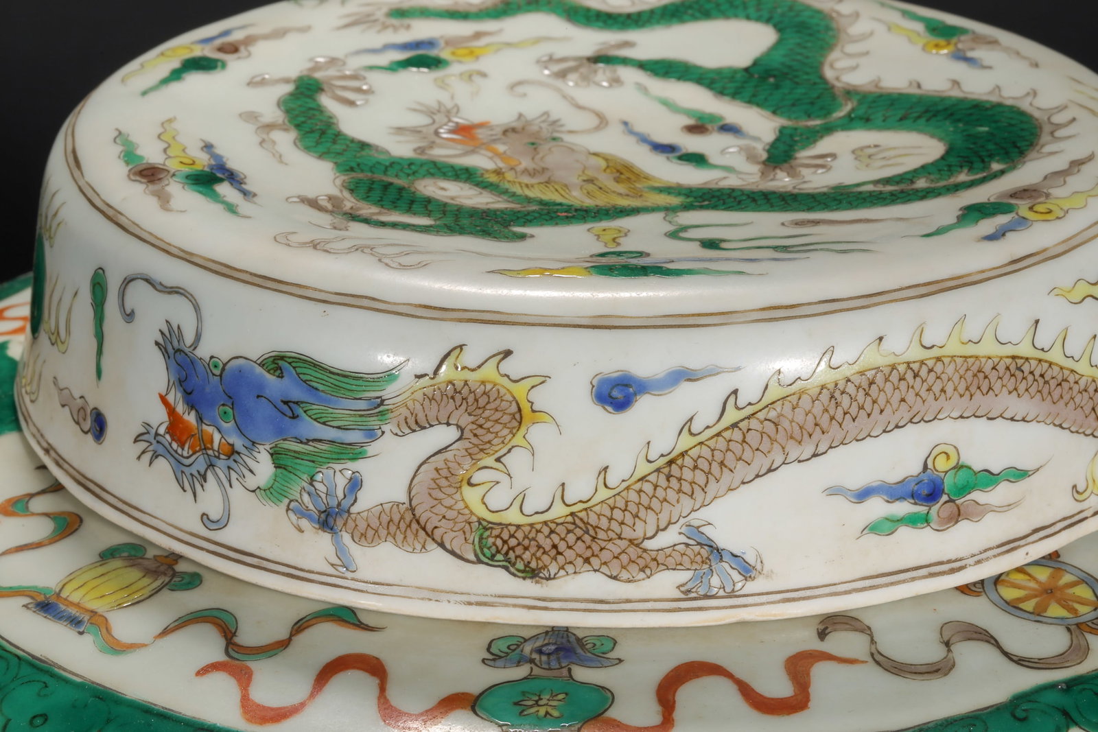 Qing Dynasty pastel dragon pattern covered jar - 8