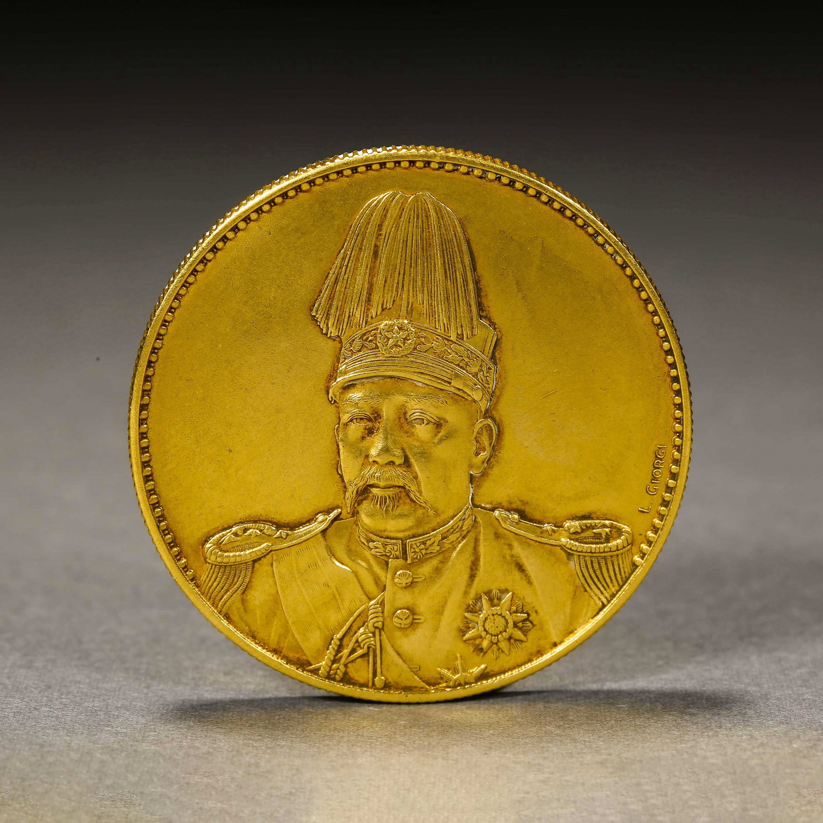 Qing Dynasty Yuan Datou Hongzhong era gold coin: Qing Dynasty Yuan Datou Hongzhong era gold coinDiameter3.98cm Weight38g