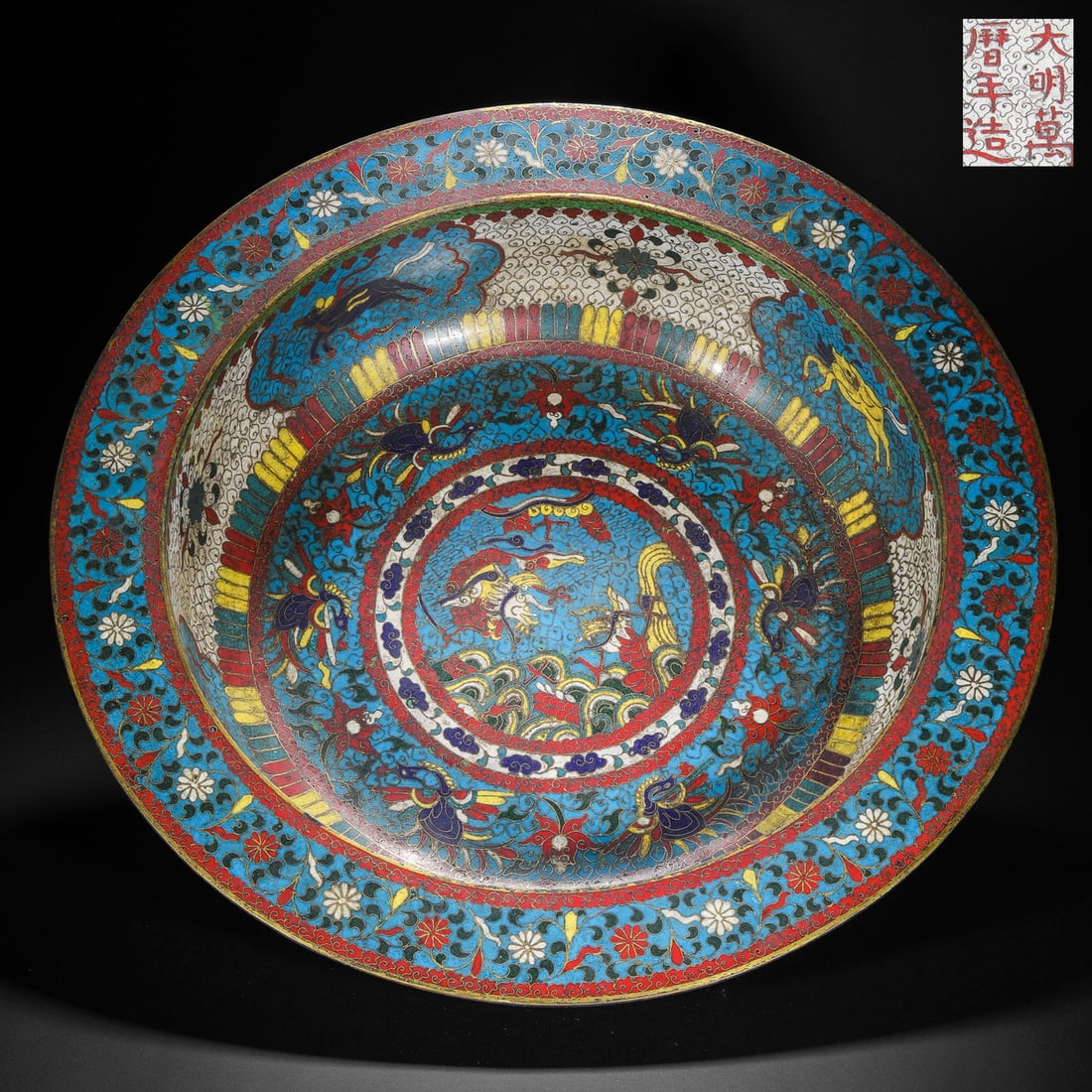 Ming Dynasty cloisonné flowerpot: Ming Dynasty cloisonné flowerpotH9cm W44cm