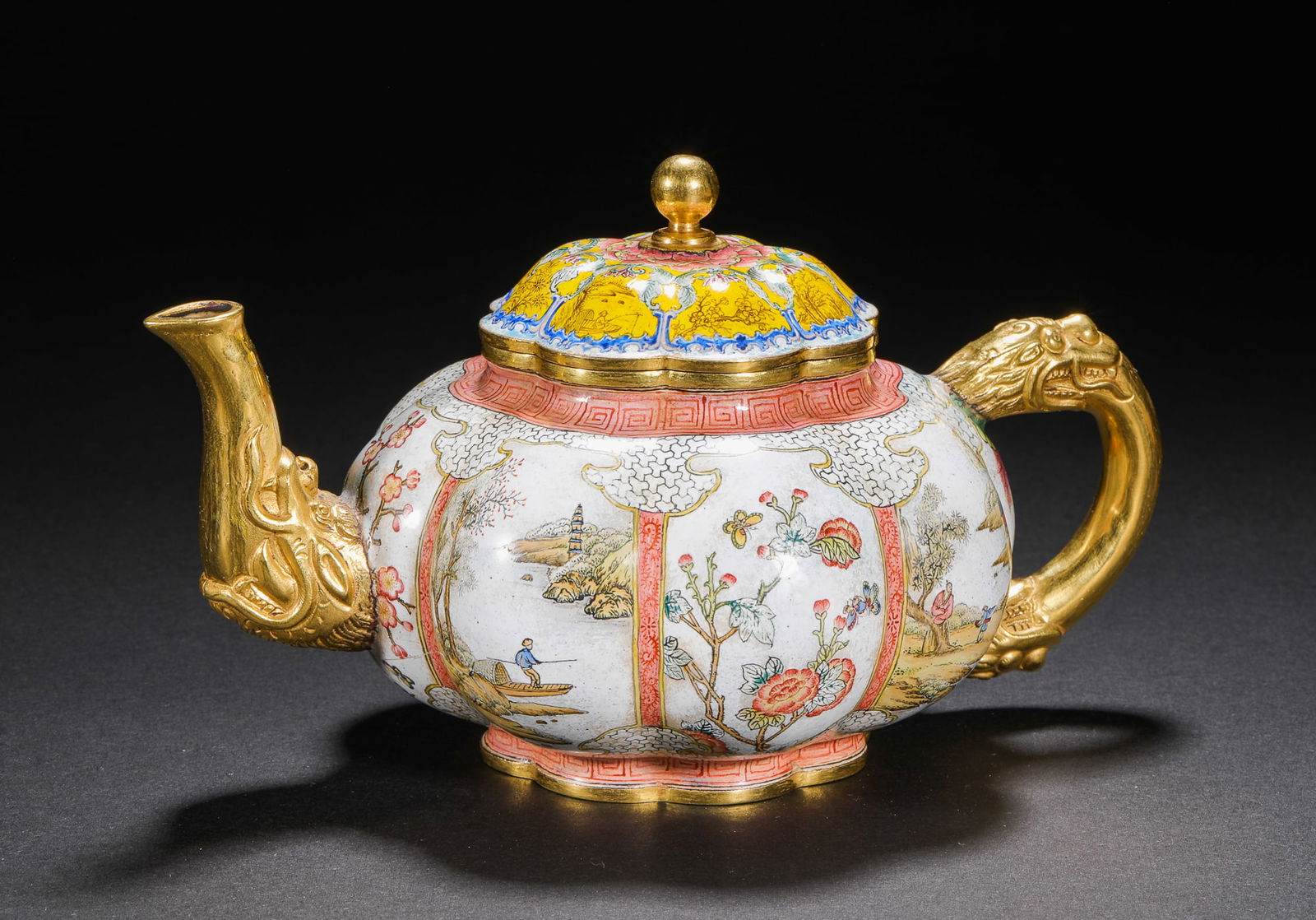 Qing Dynasty painted enamel melon teapot - 2