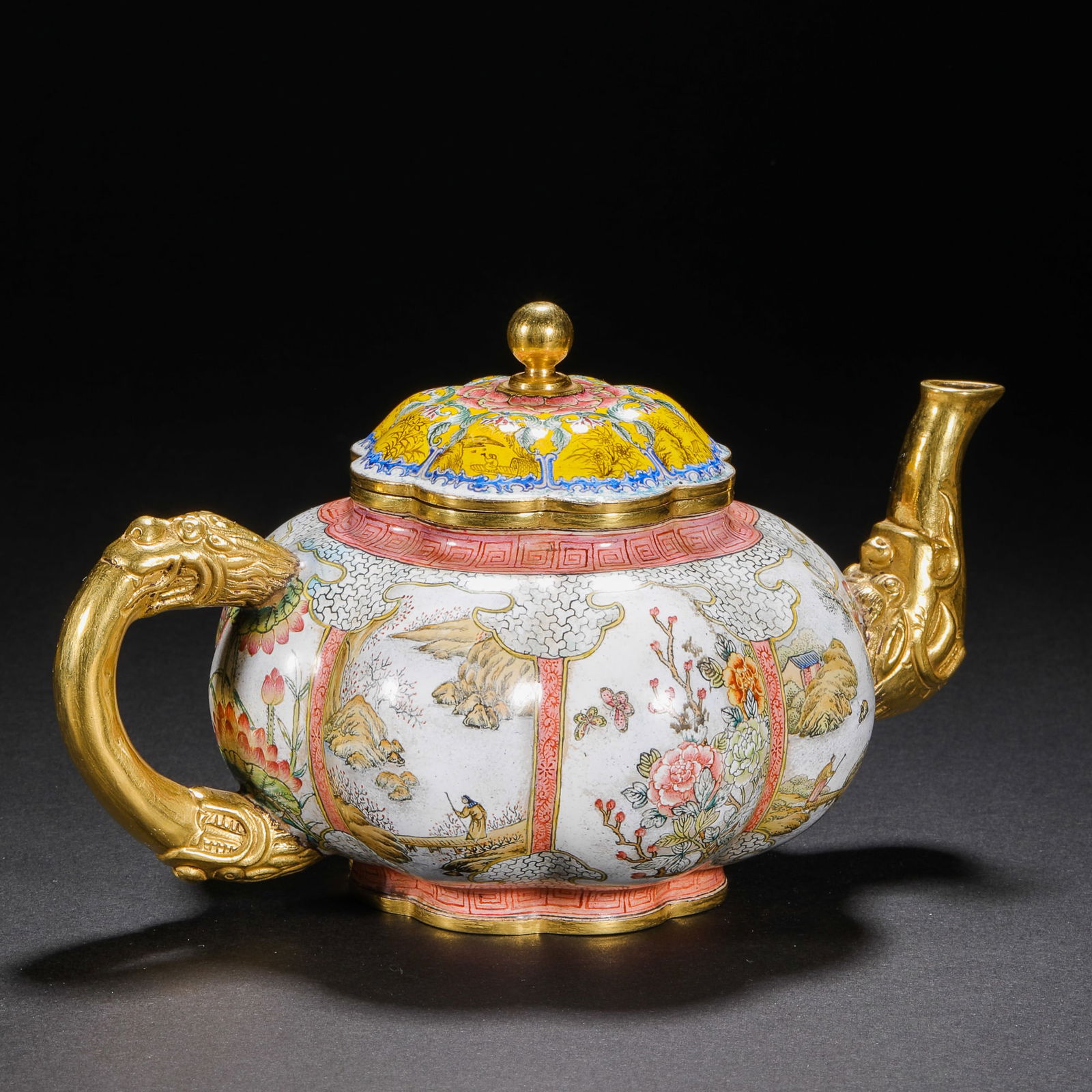 Qing Dynasty painted enamel melon teapot - 4