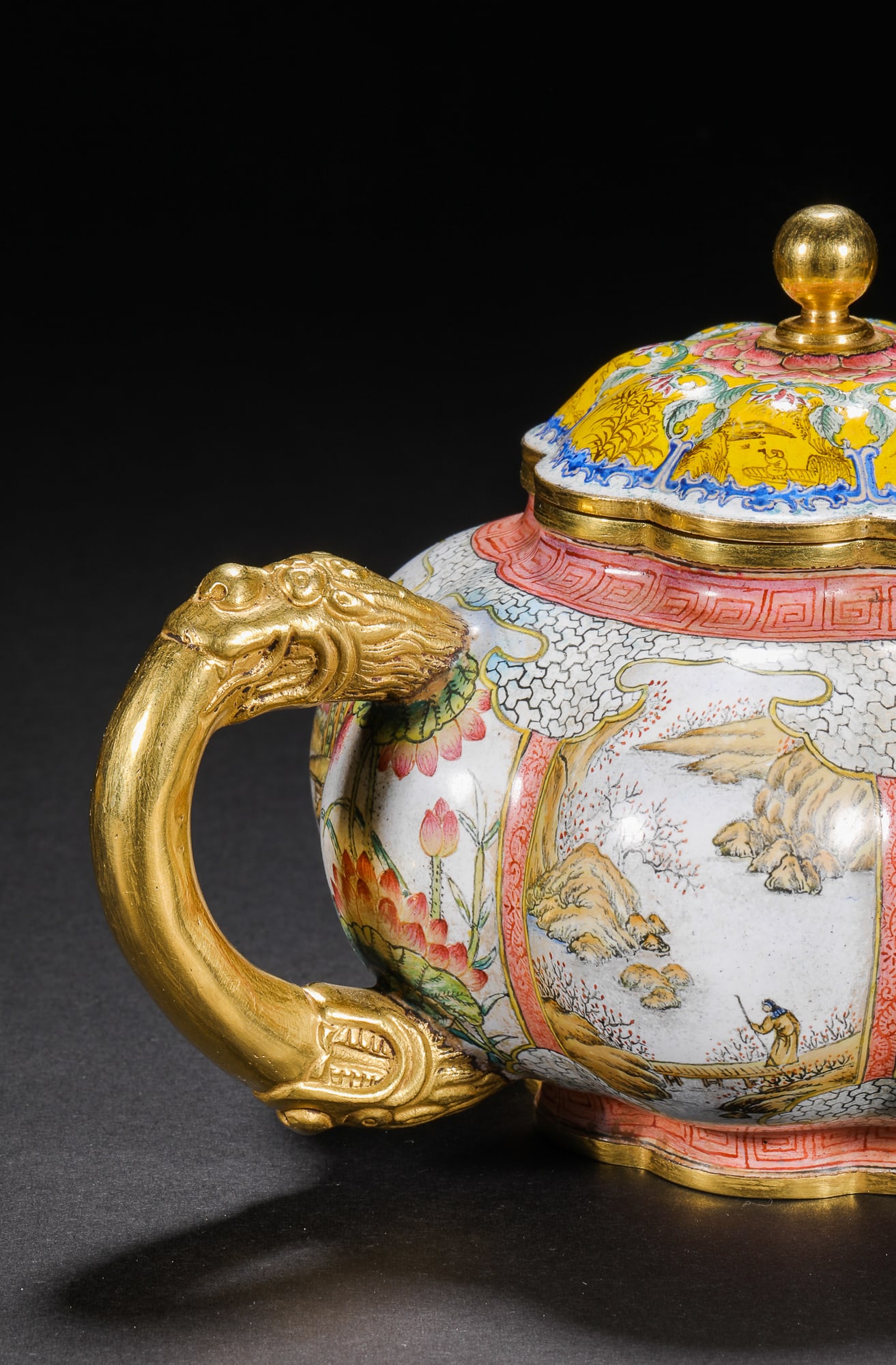 Qing Dynasty painted enamel melon teapot - 7