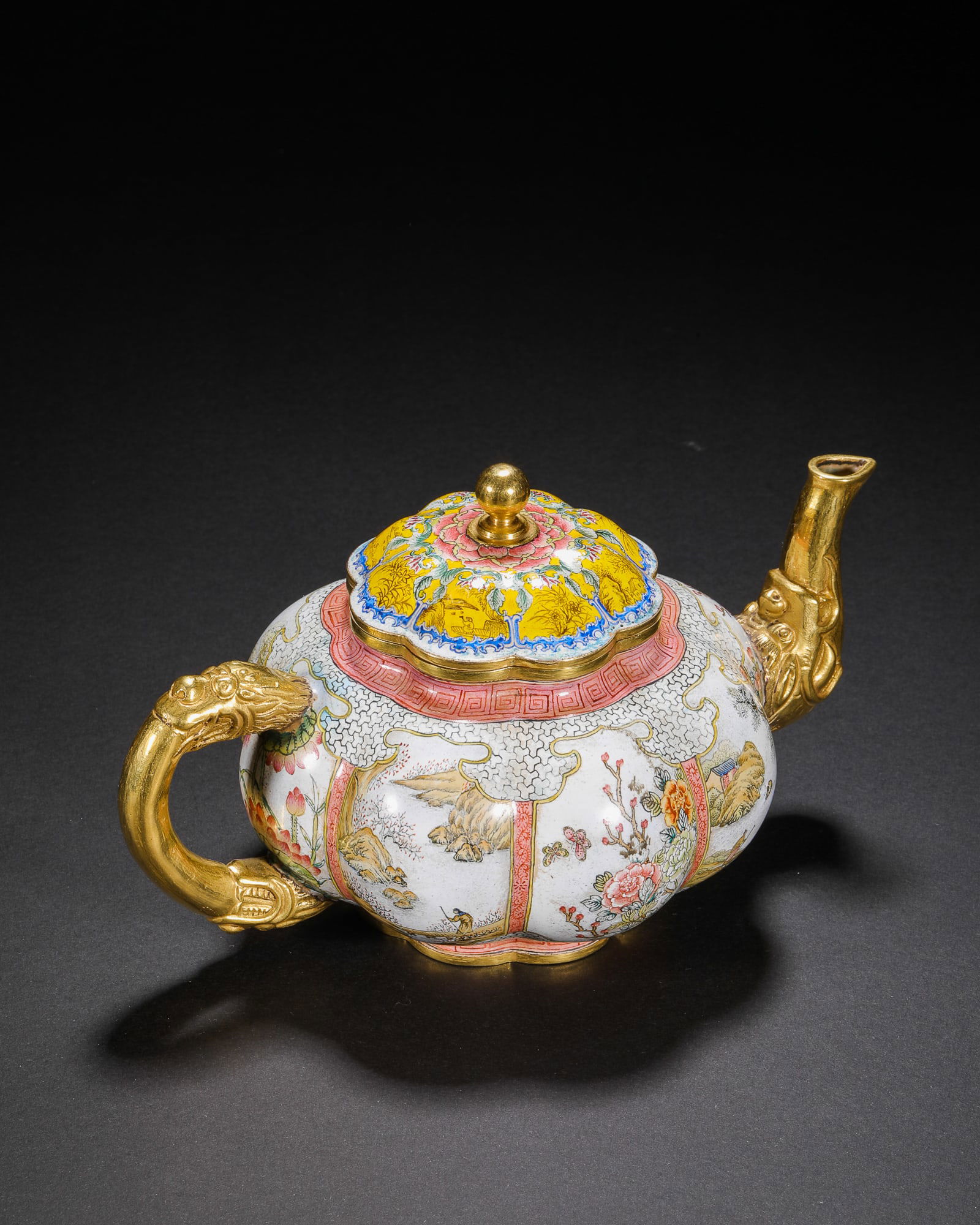 Qing Dynasty painted enamel melon teapot - 8