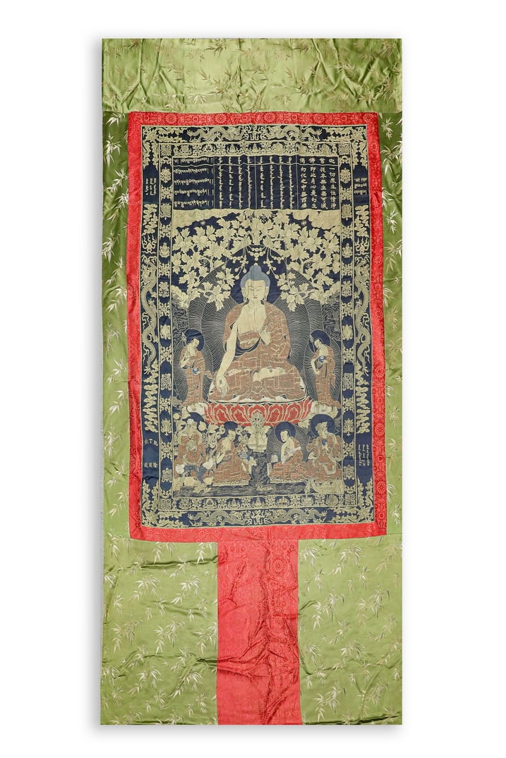 Qing Dynasty Embroidered Buddha Thangka: Qing Dynasty Embroidered Buddha ThangkaH213cm W134cm