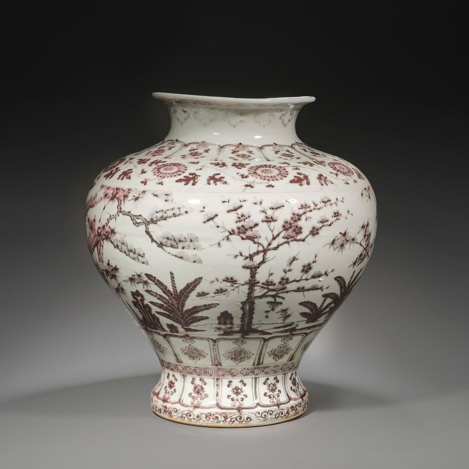 Early Ming Dynasty underglaze red pomegranate statue: Early Ming Dynasty underglaze red pomegranate statueH52cm W48cm