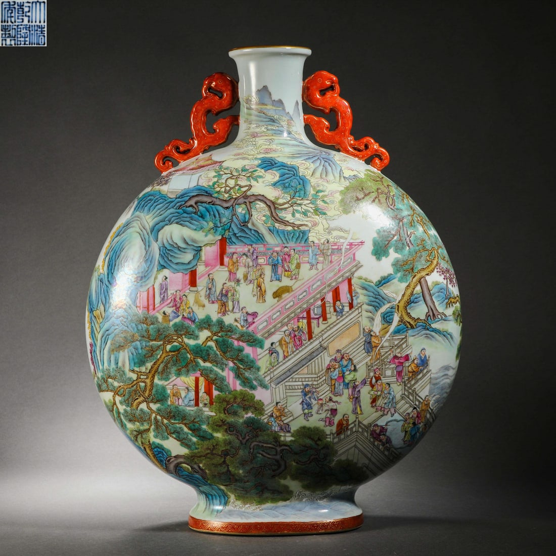 Qing Dynasty pastel figure Ruyi hugging the moon vase: Qing Dynasty pastel figure Ruyi hugging the moon vaseH50cm W36cm