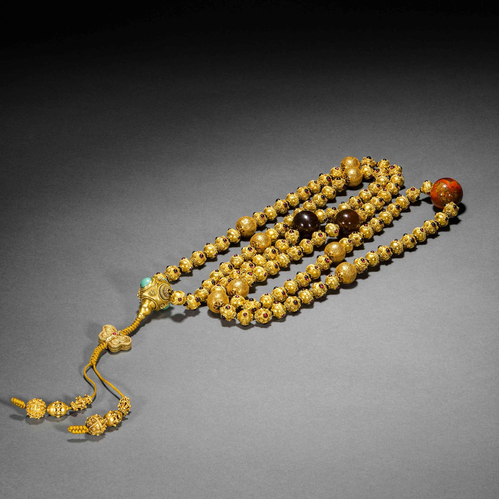 Pre-Ming Dynasty gold fried beads 108 Buddhist beads: Pre-Ming Dynasty gold fried beads 108 Buddhist beadsDiameter1.2cm Weight436g
