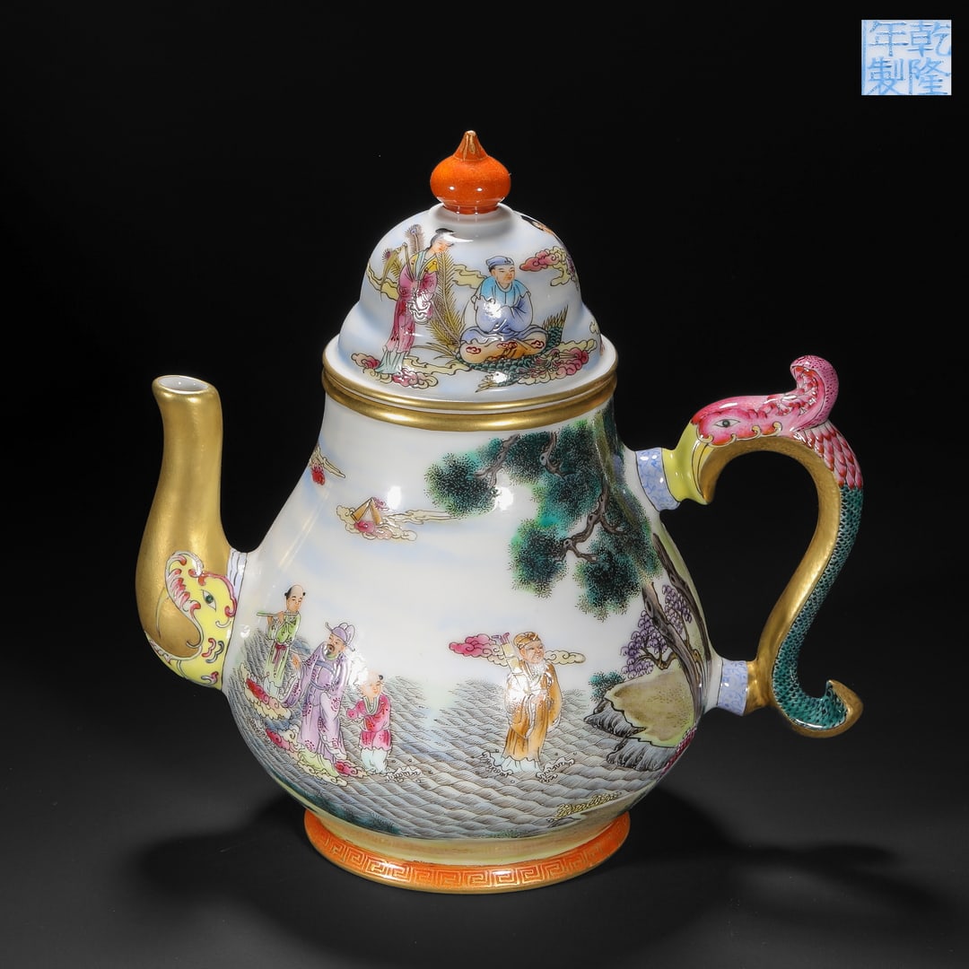 Qing Dynasty Pastel Character Story Holding Pot: Qing Dynasty Pastel Character Story Holding PotH21cm W19cm