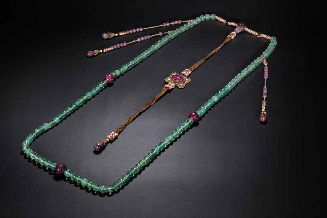 Qing Dynasty blue crystal beads - 5