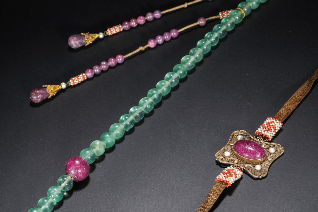 Qing Dynasty blue crystal beads - 7