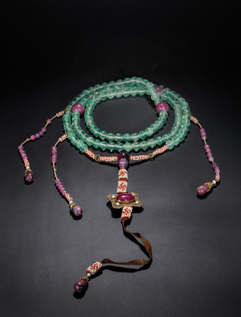 Qing Dynasty blue crystal beads - 8