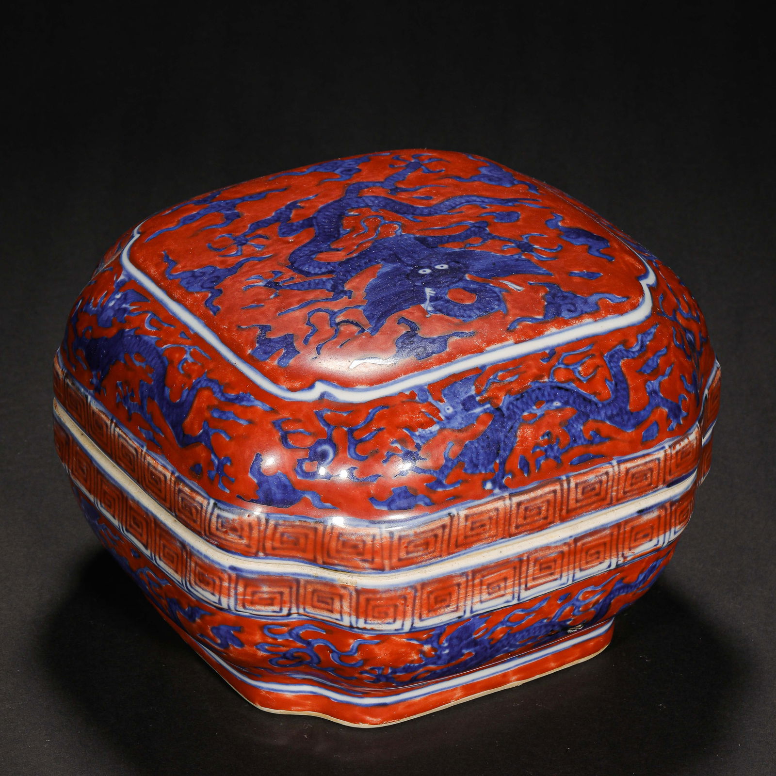 Ming Dynasty red glaze dragon pattern lid box - 6