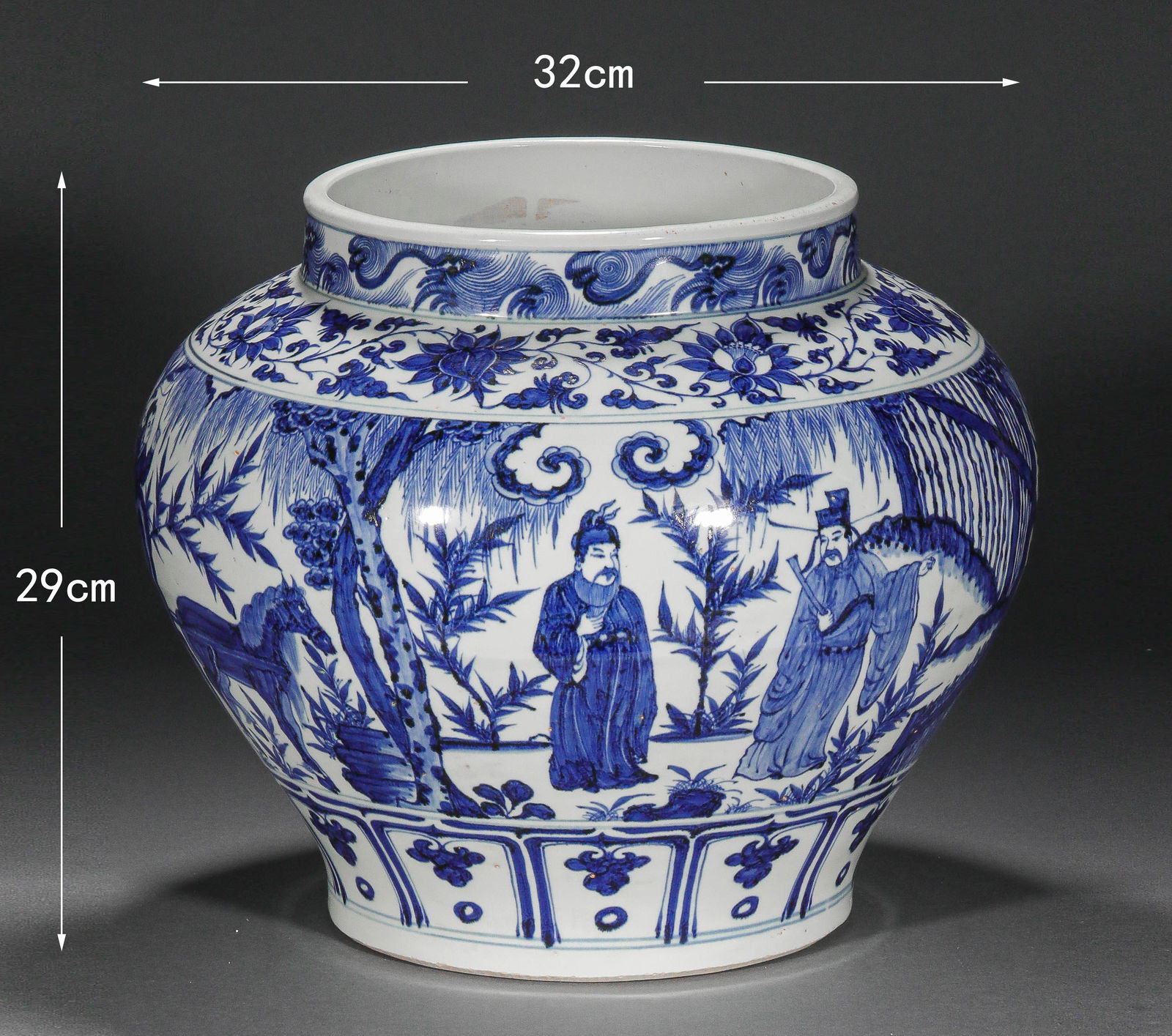 Pre-Ming blue and white figure jar - 2