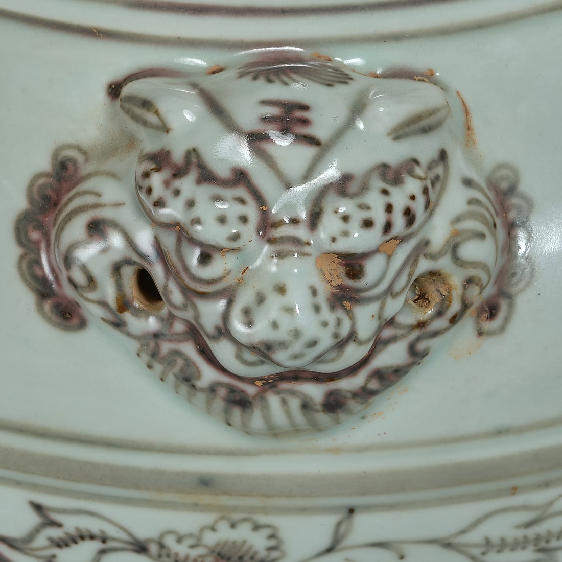 Ming Dynasty shadow green underglaze red phoenix pattern amphora - 10